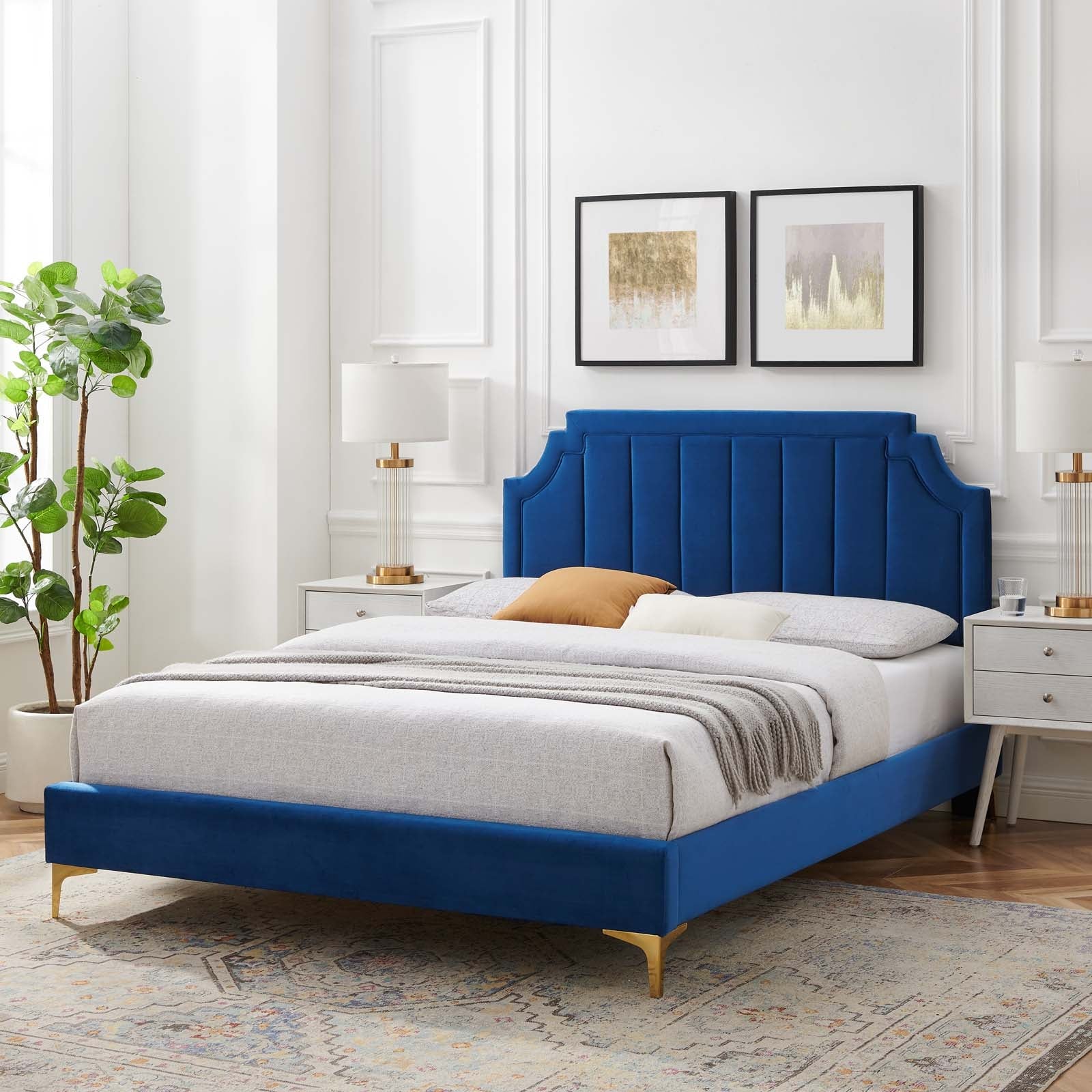 Modway Sienna Performance Velvet Queen Platform Bed | Beds | Modishstore-58