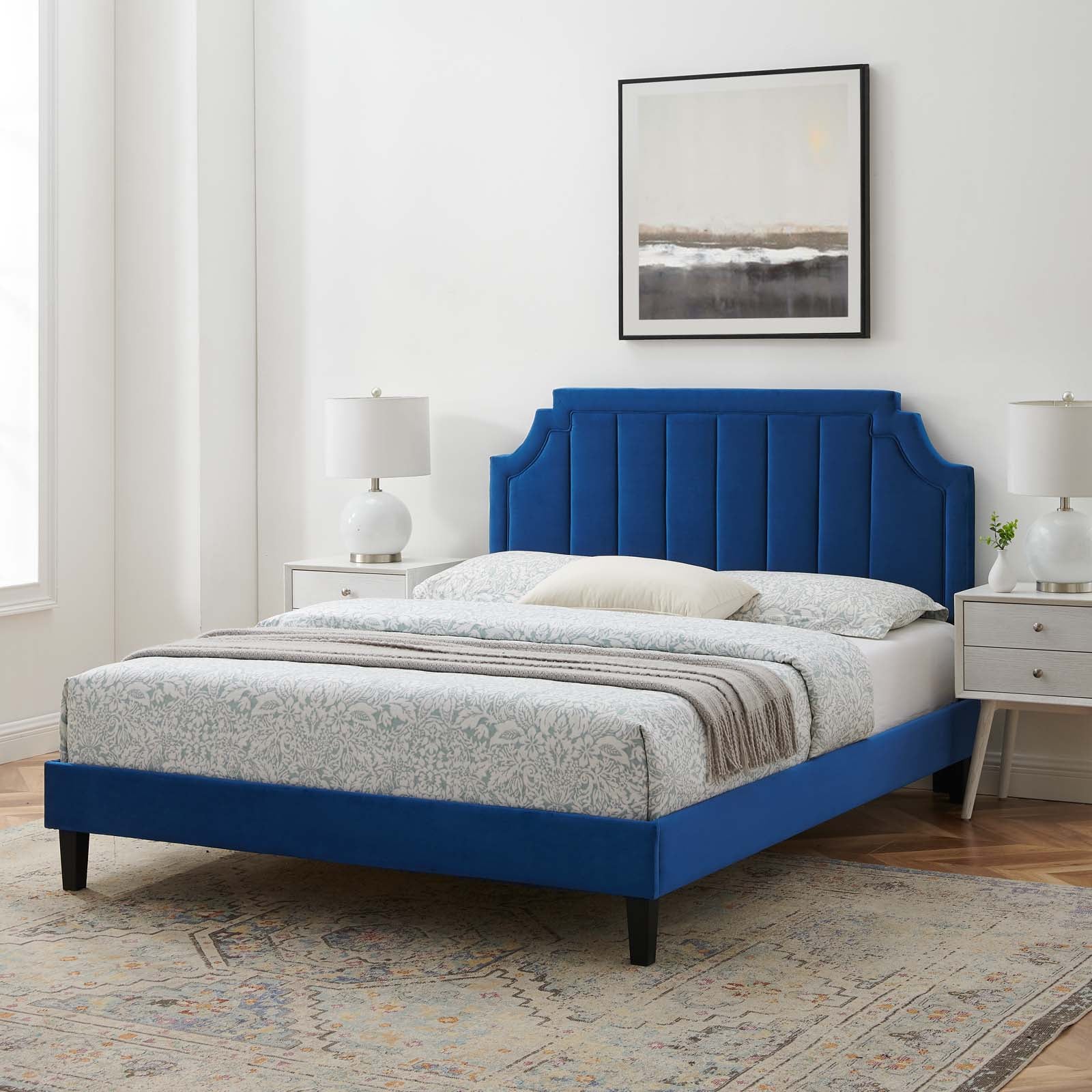 Modway Sienna Performance Velvet Queen Platform Bed | Beds | Modishstore-58