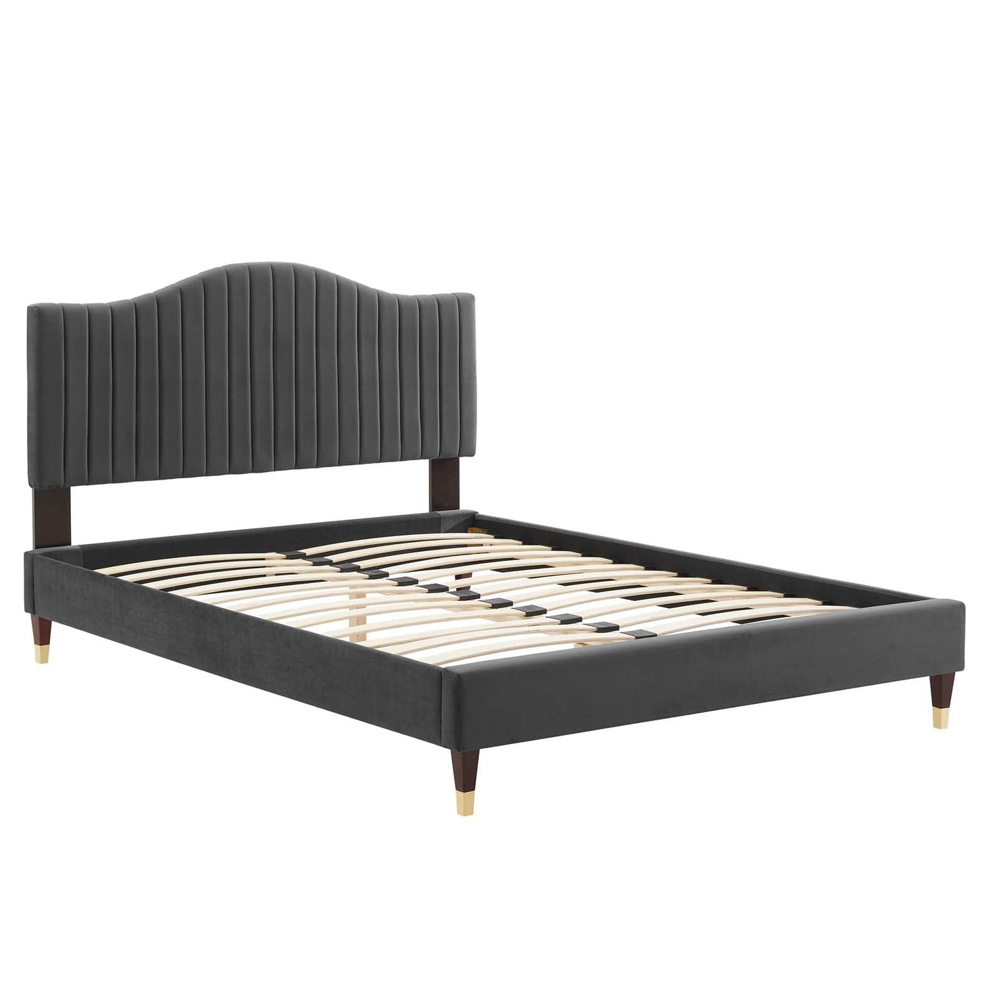 Modway Juniper Channel Tufted Performance Velvet Queen Platform Bed | Beds | Modishstore-3
