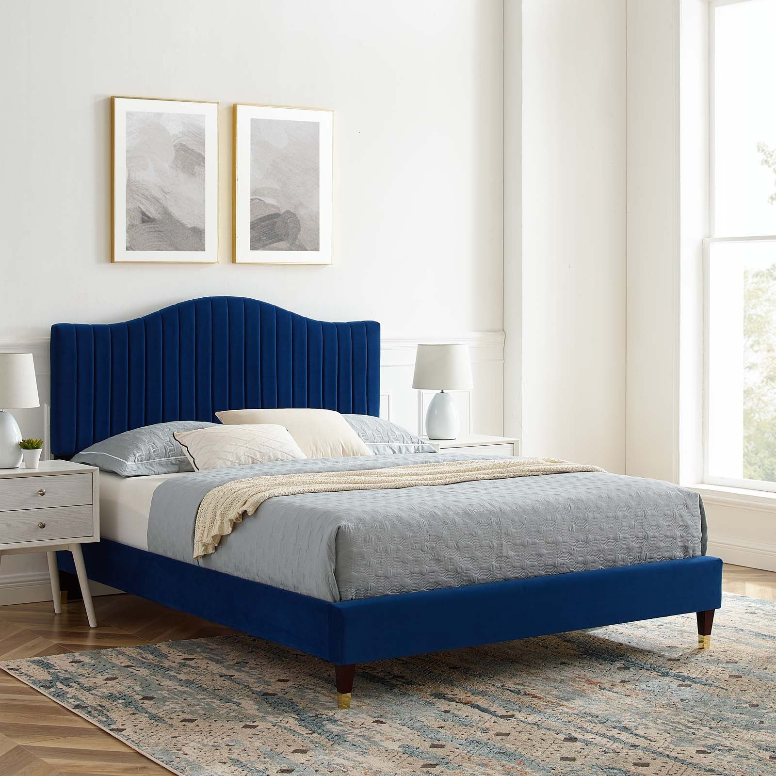 Modway Juniper Channel Tufted Performance Velvet Queen Platform Bed | Beds | Modishstore-15