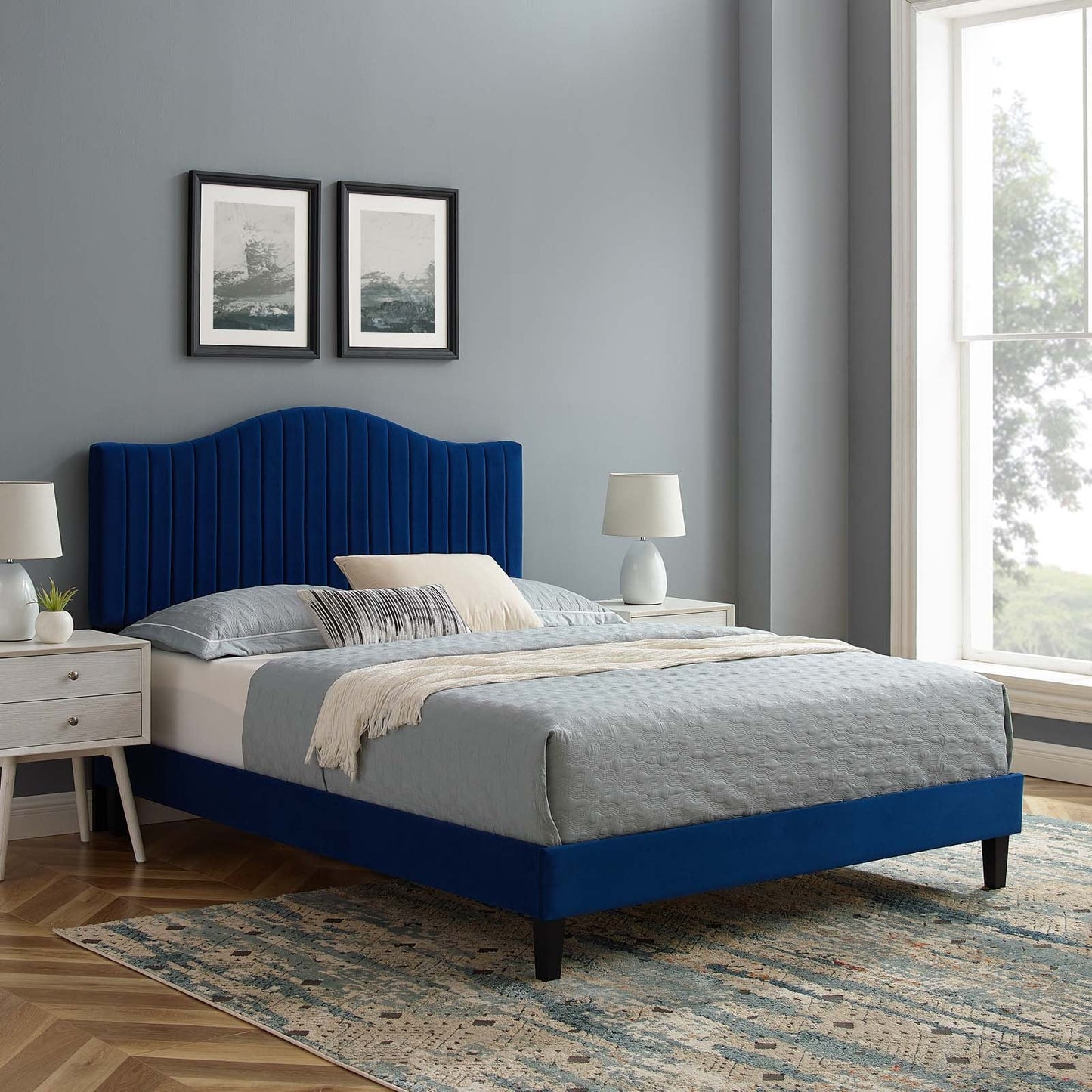 Modway Juniper Channel Tufted Performance Velvet Queen Platform Bed | Beds | Modishstore-17