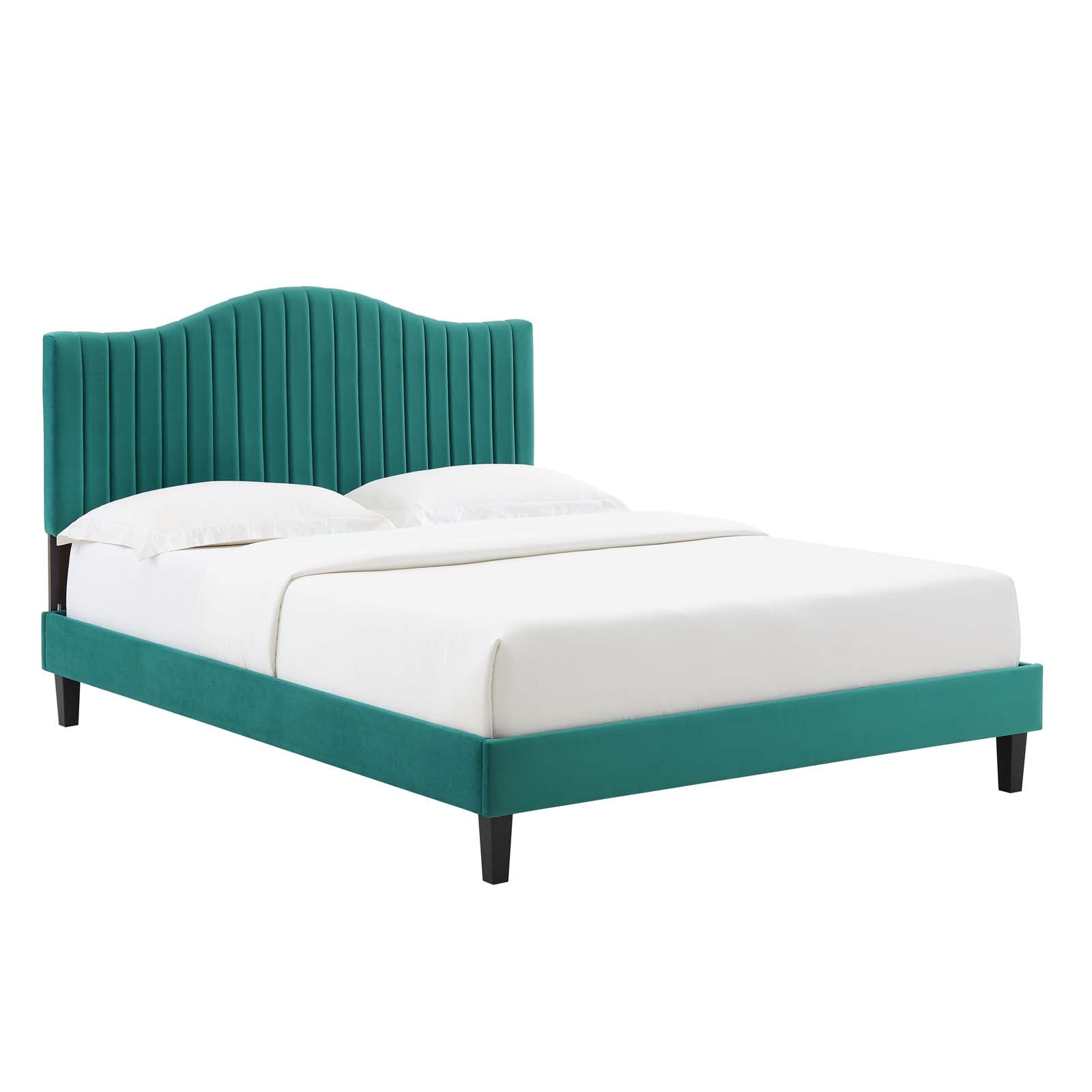 Modway Juniper Channel Tufted Performance Velvet Queen Platform Bed | Beds | Modishstore-26