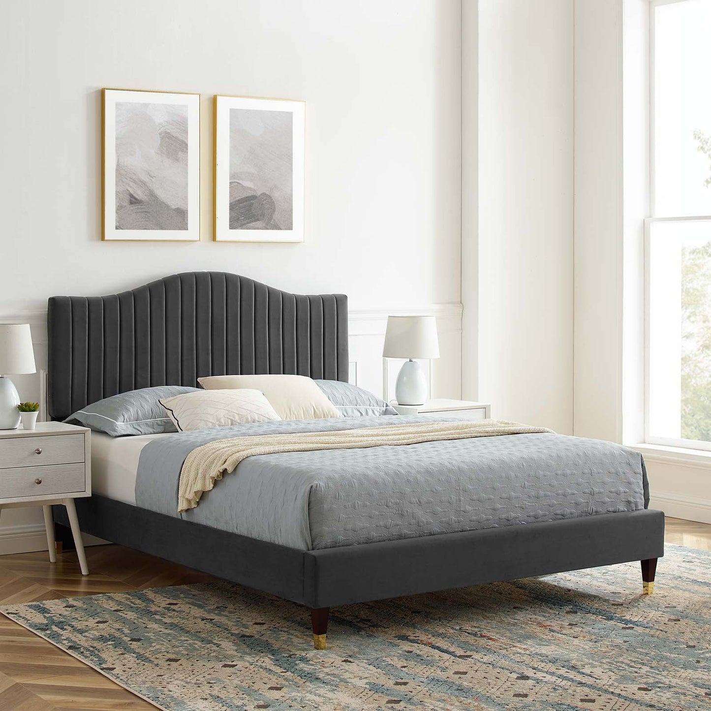 Modway Juniper Channel Tufted Performance Velvet Twin Platform Bed | Beds | Modishstore
