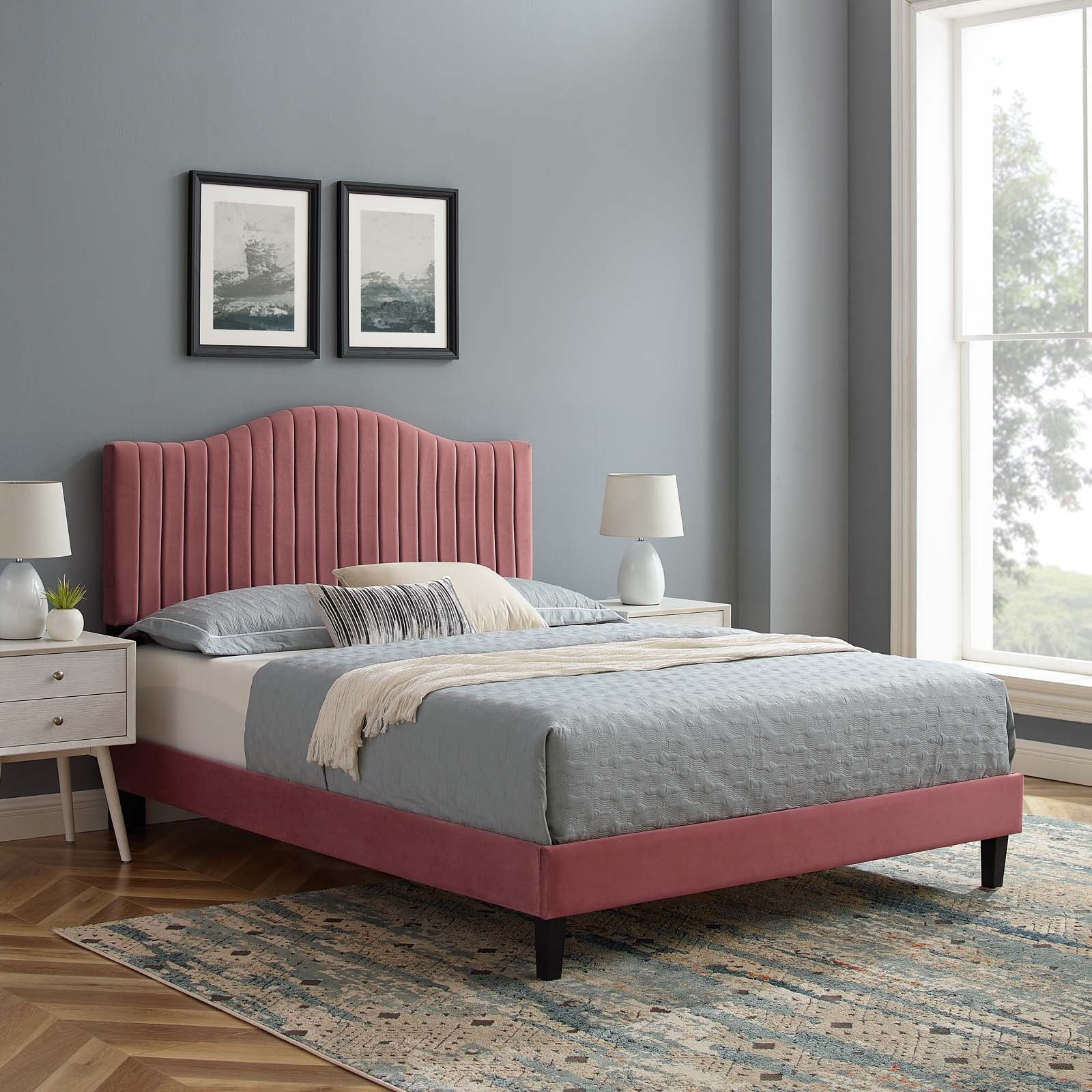 Modway Juniper Channel Tufted Performance Velvet Twin Platform Bed | Beds | Modishstore-9