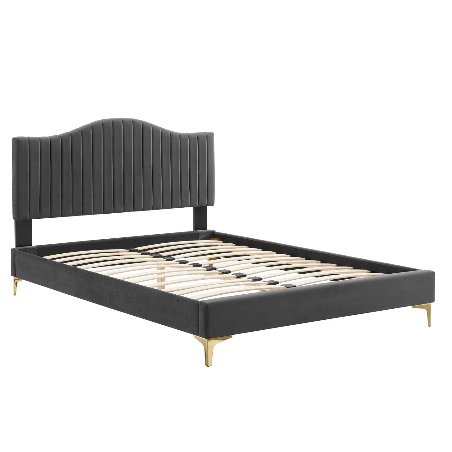Modway Juniper Channel Tufted Performance Velvet King Platform Bed | Beds | Modishstore-3