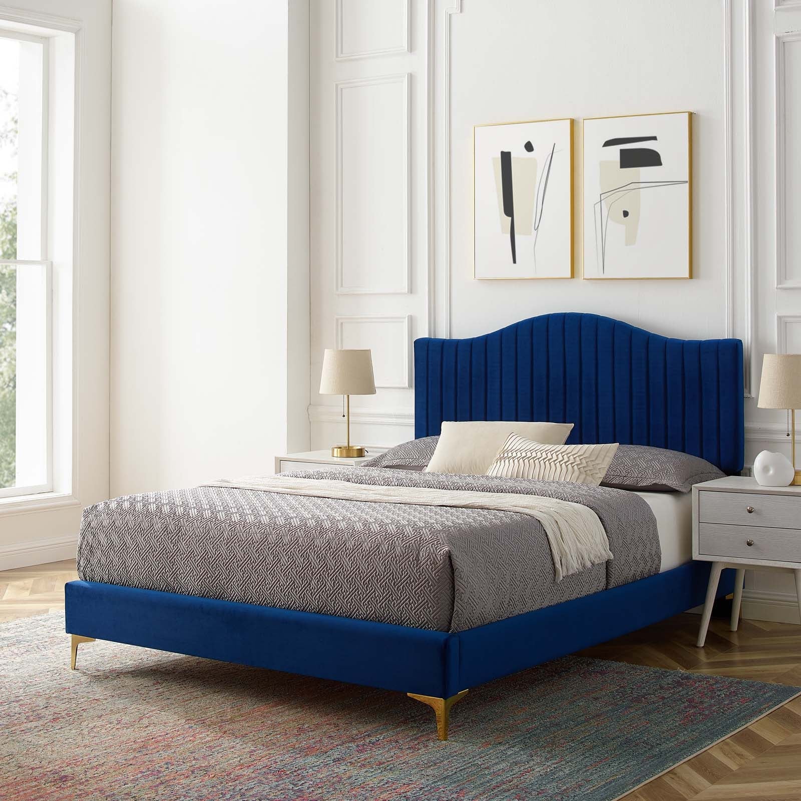 Modway Juniper Channel Tufted Performance Velvet King Platform Bed | Beds | Modishstore-17