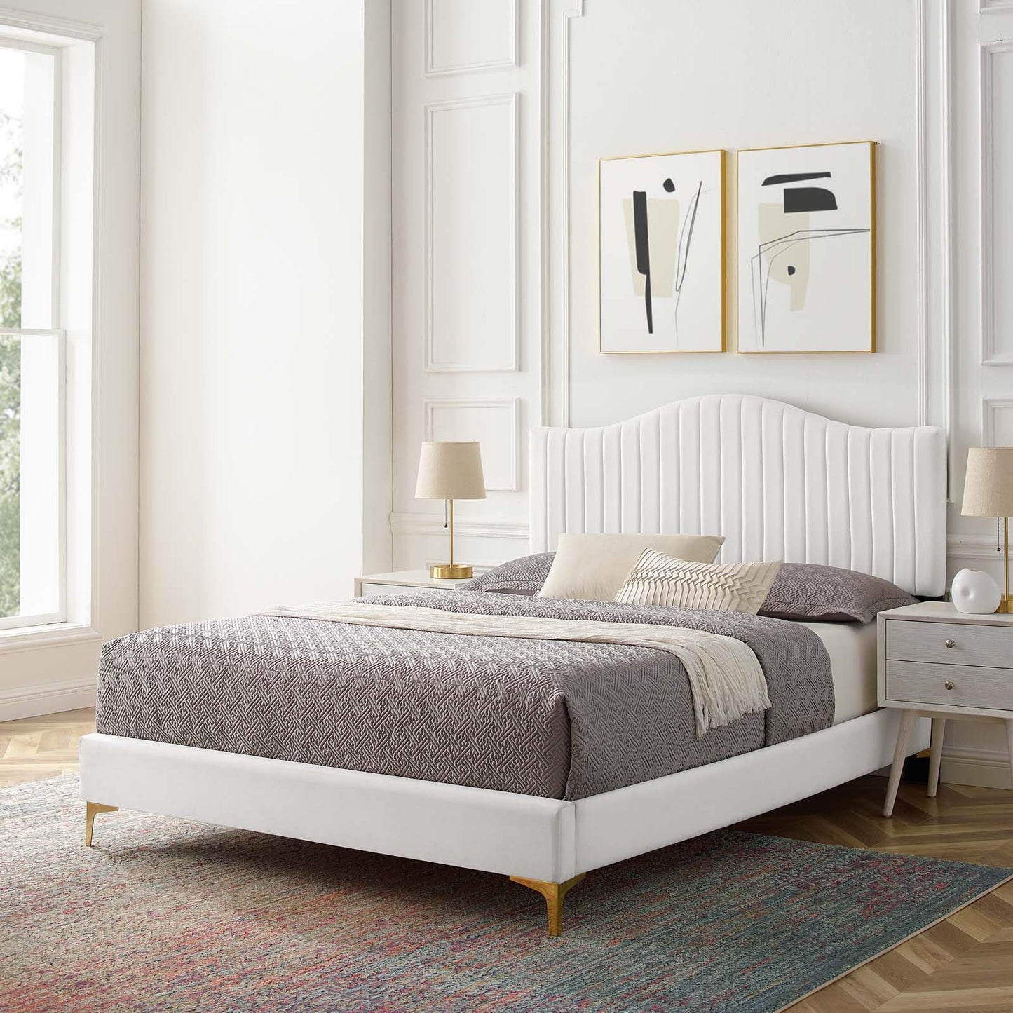 Modway Juniper Channel Tufted Performance Velvet King Platform Bed | Beds | Modishstore-32