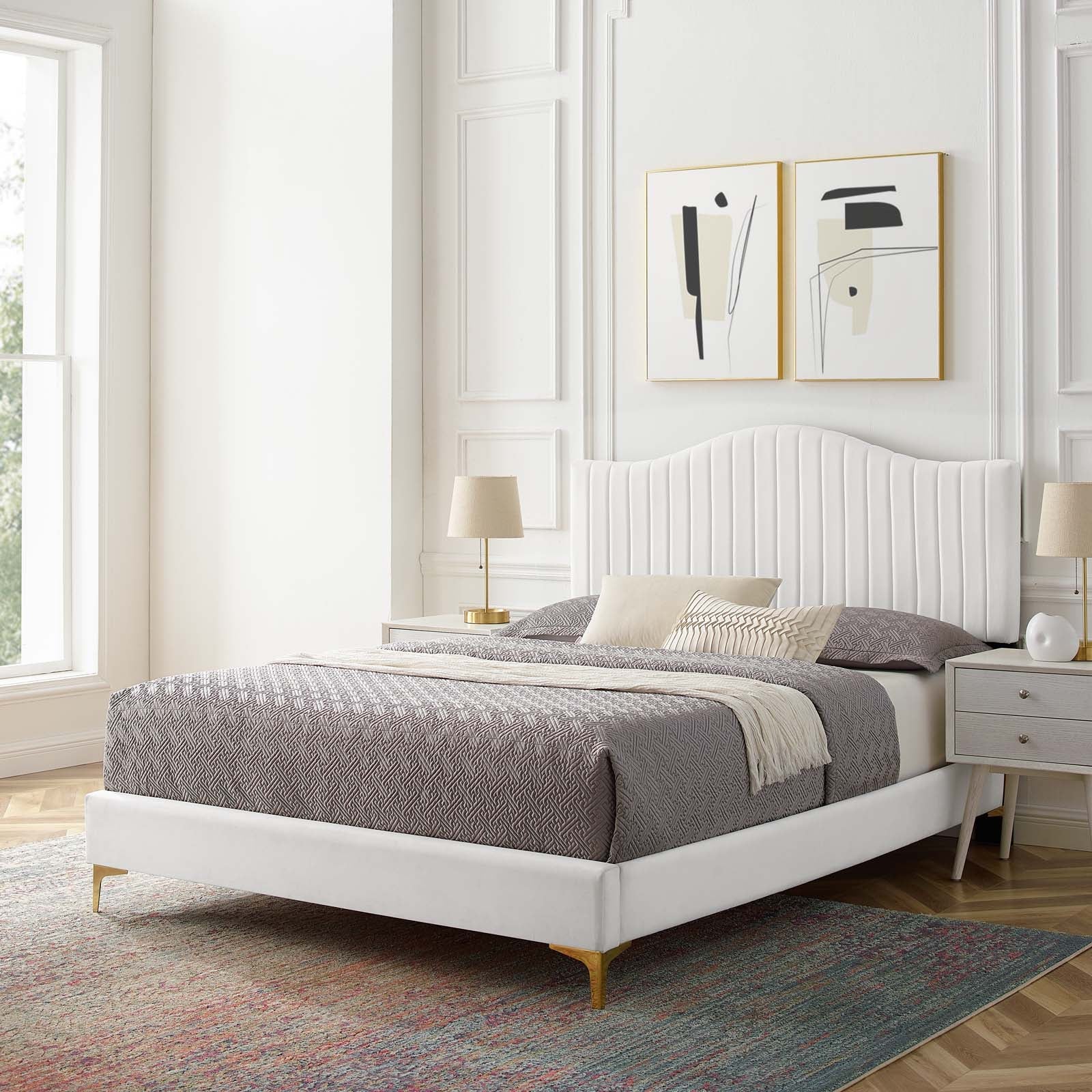 Modway Juniper Channel Tufted Performance Velvet King Platform Bed | Beds | Modishstore-32