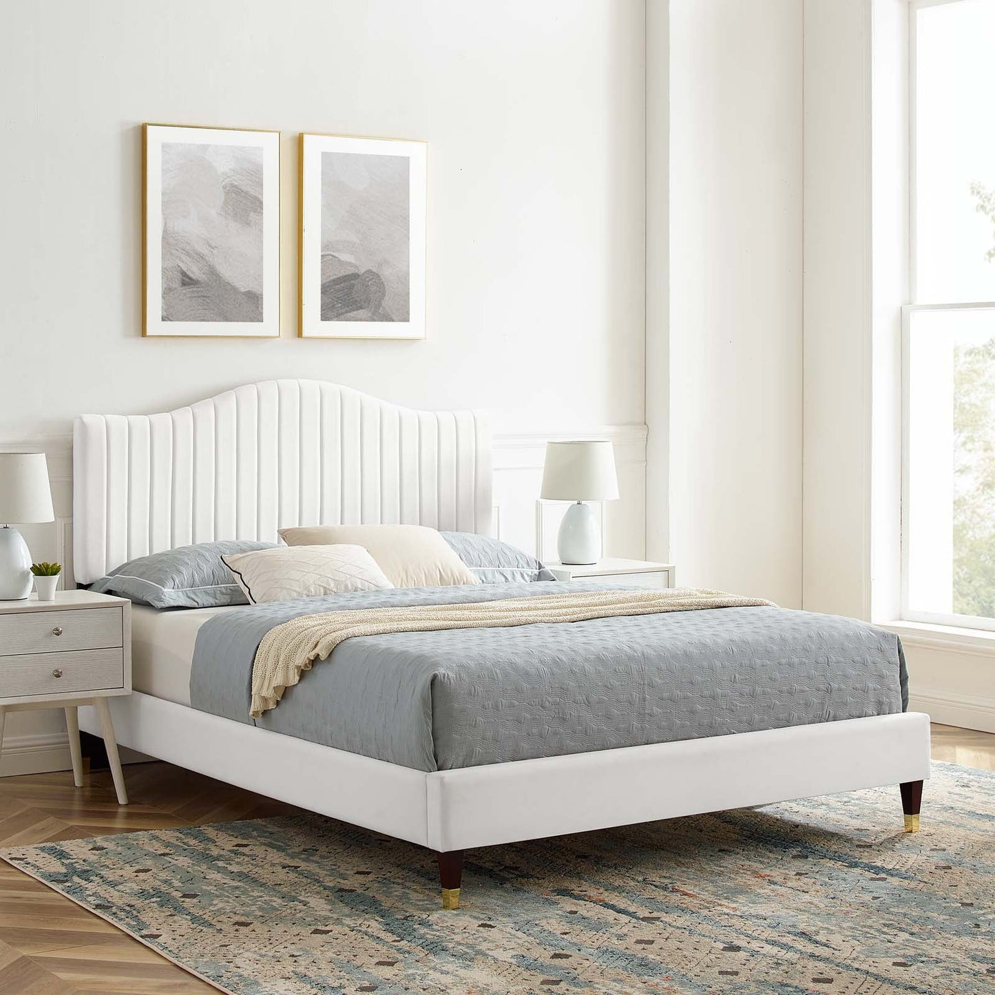 Modway Juniper Channel Tufted Performance Velvet King Platform Bed | Beds | Modishstore-32