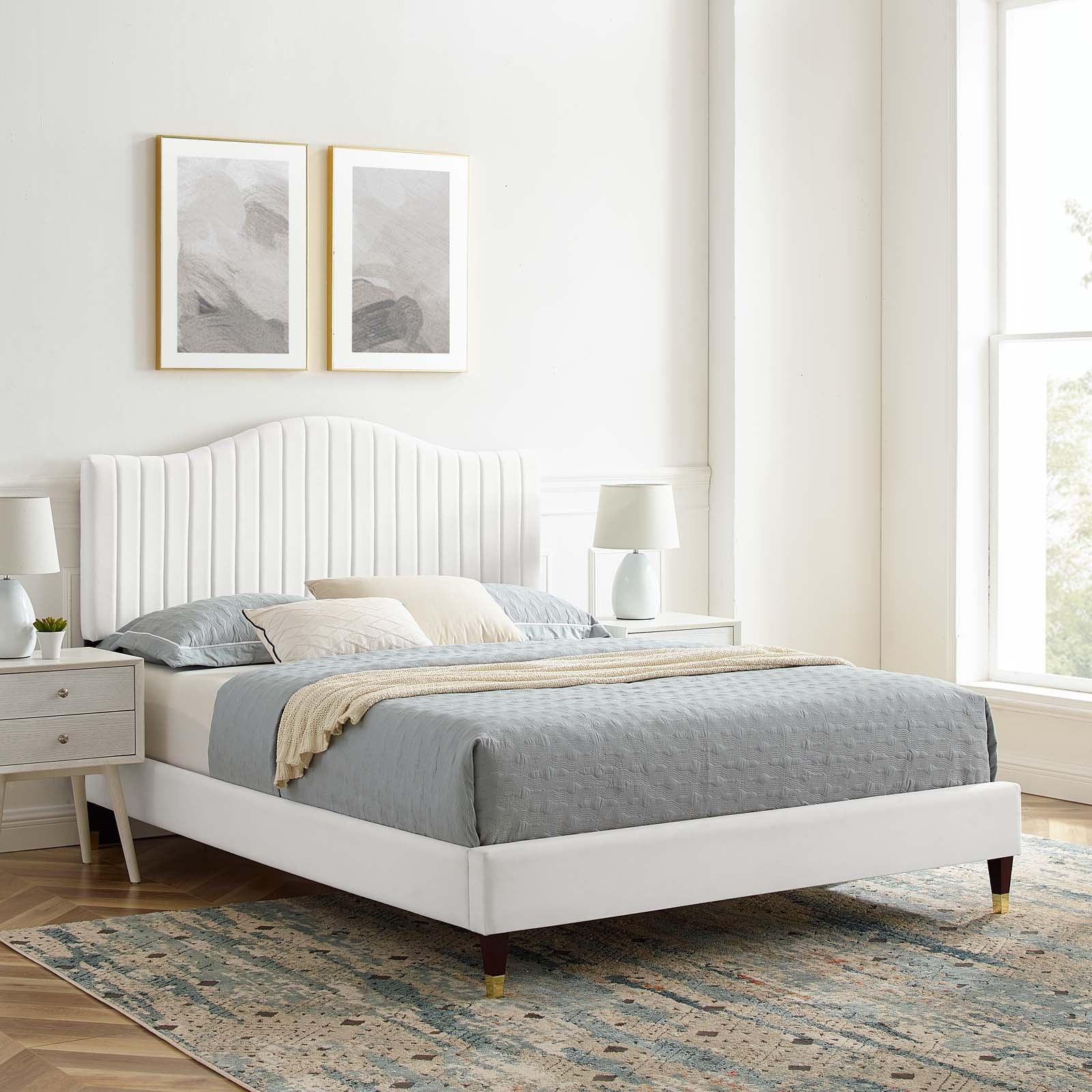 Modway Juniper Channel Tufted Performance Velvet King Platform Bed | Beds | Modishstore-32
