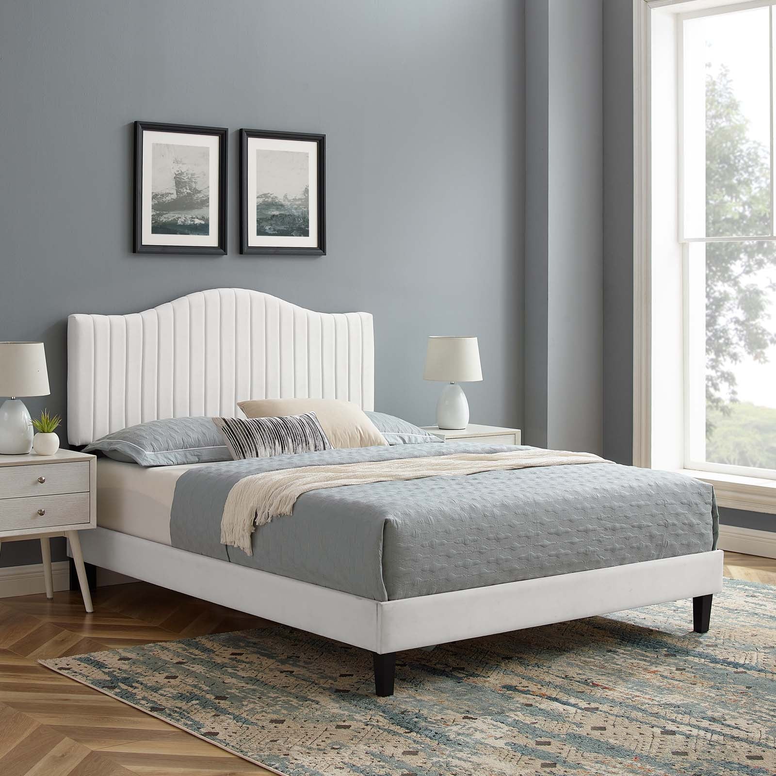 Modway Juniper Channel Tufted Performance Velvet King Platform Bed | Beds | Modishstore-32