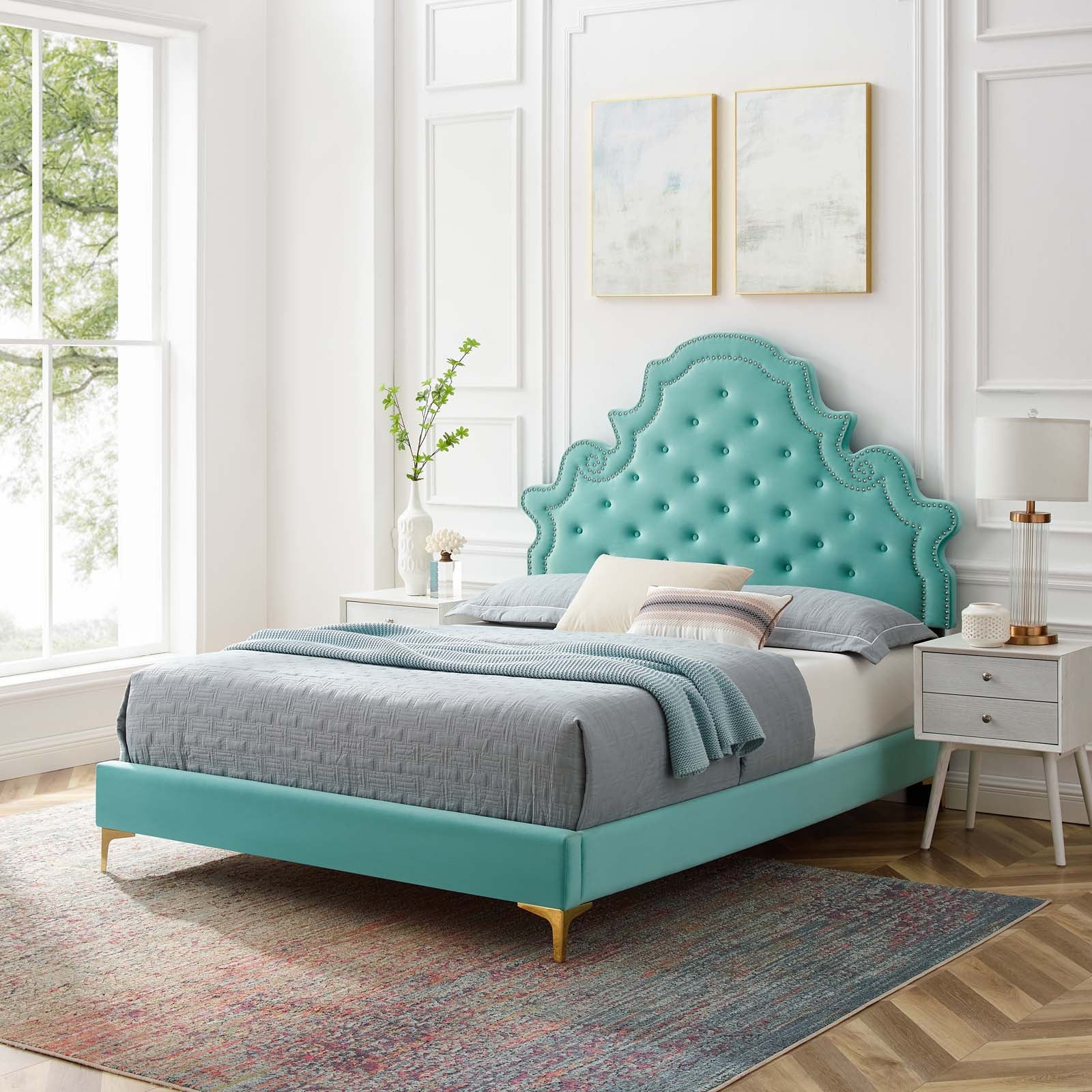 Modway Gwyneth Tufted Performance Velvet Queen Platform Bed | Beds | 
