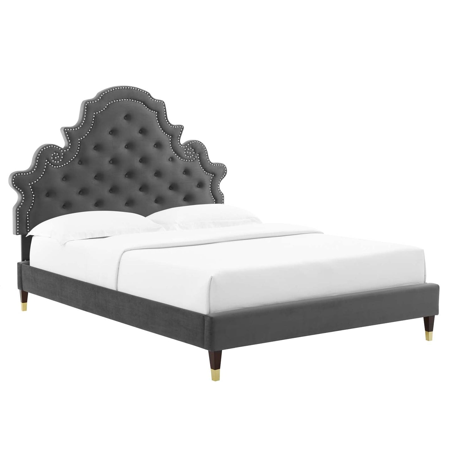 Modway Gwyneth Tufted Performance Velvet Queen Platform Bed | Beds | Modishstore-2