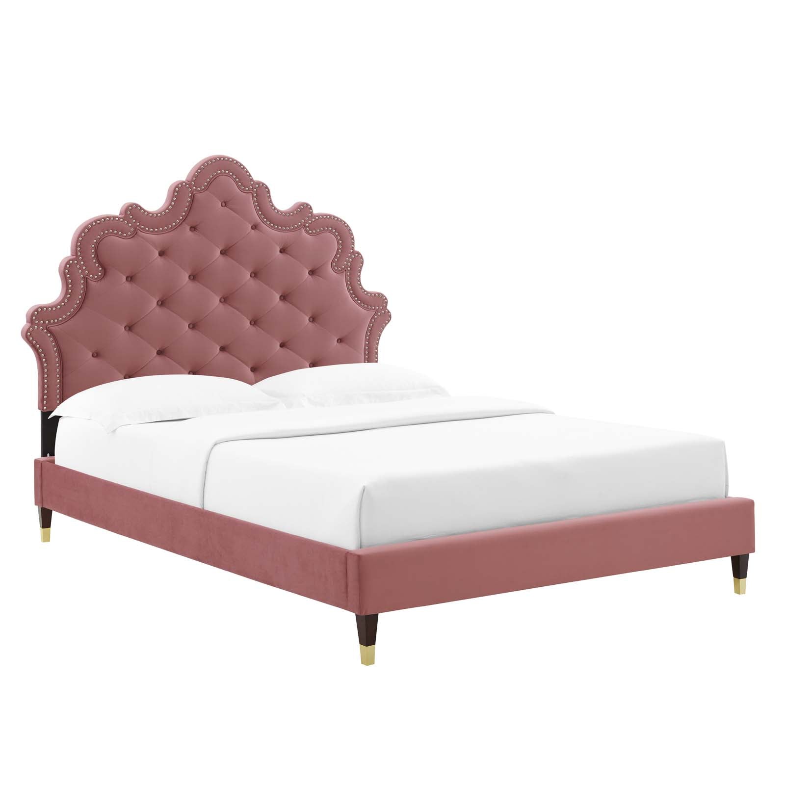 Modway Gwyneth Tufted Performance Velvet Queen Platform Bed | Beds | Modishstore-10