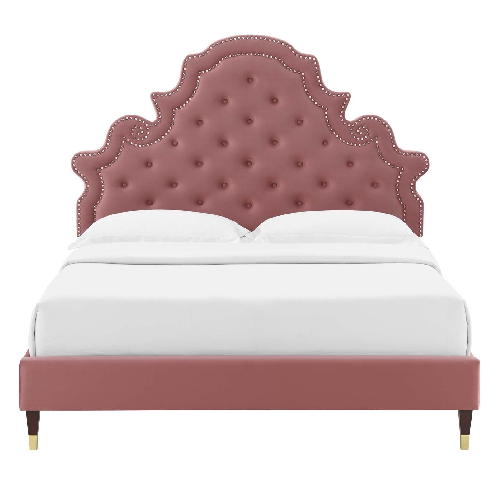 Modway Gwyneth Tufted Performance Velvet Queen Platform Bed | Beds | Modishstore-15
