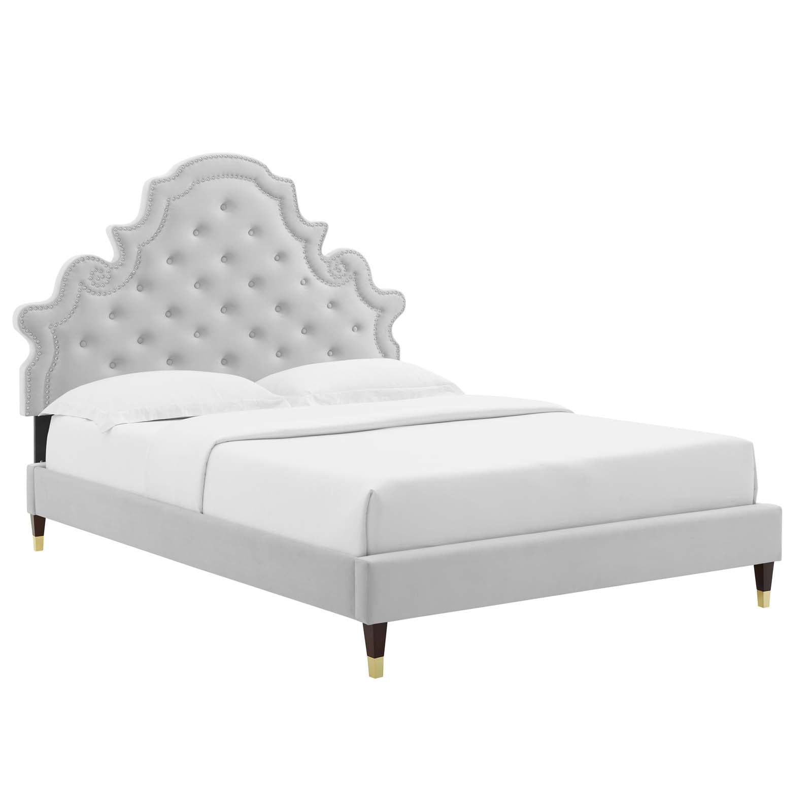 Modway Gwyneth Tufted Performance Velvet Queen Platform Bed | Beds | Modishstore-18