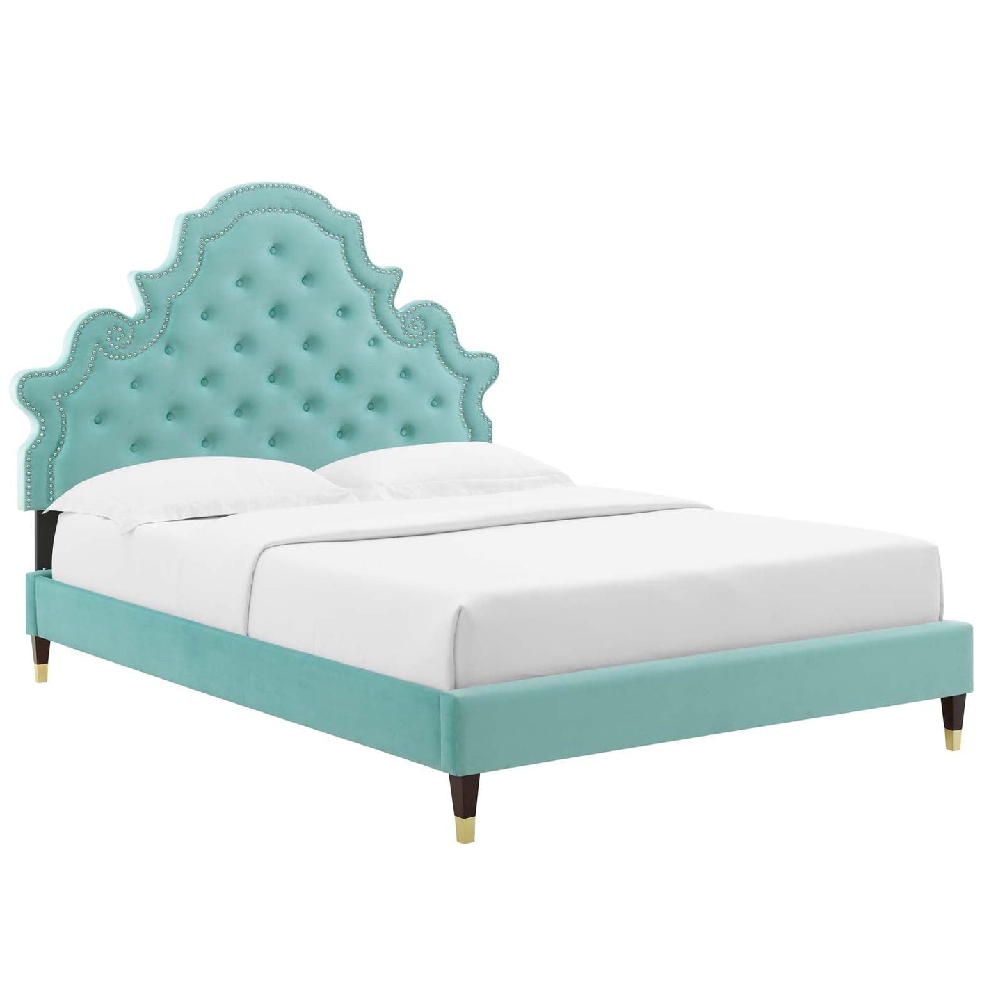 Modway Gwyneth Tufted Performance Velvet Queen Platform Bed | Beds | Modishstore-26