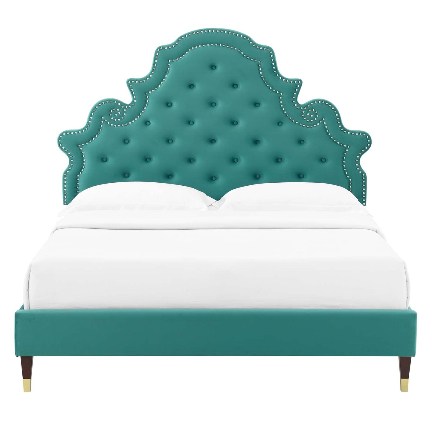 Modway Gwyneth Tufted Performance Velvet Queen Platform Bed | Beds | Modishstore-56