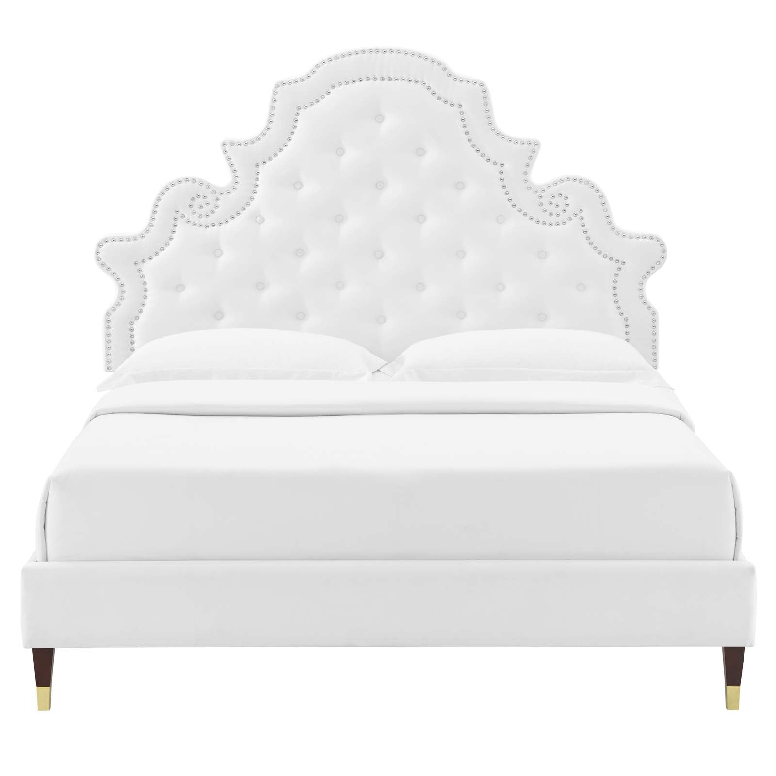 Modway Gwyneth Tufted Performance Velvet Queen Platform Bed | Beds | Modishstore-63