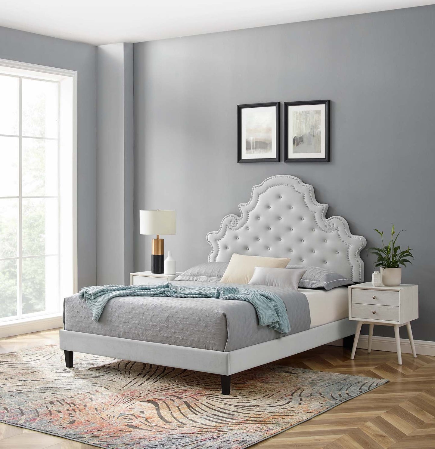 Modway Gwyneth Tufted Performance Velvet Queen Platform Bed | Beds | Modishstore-16