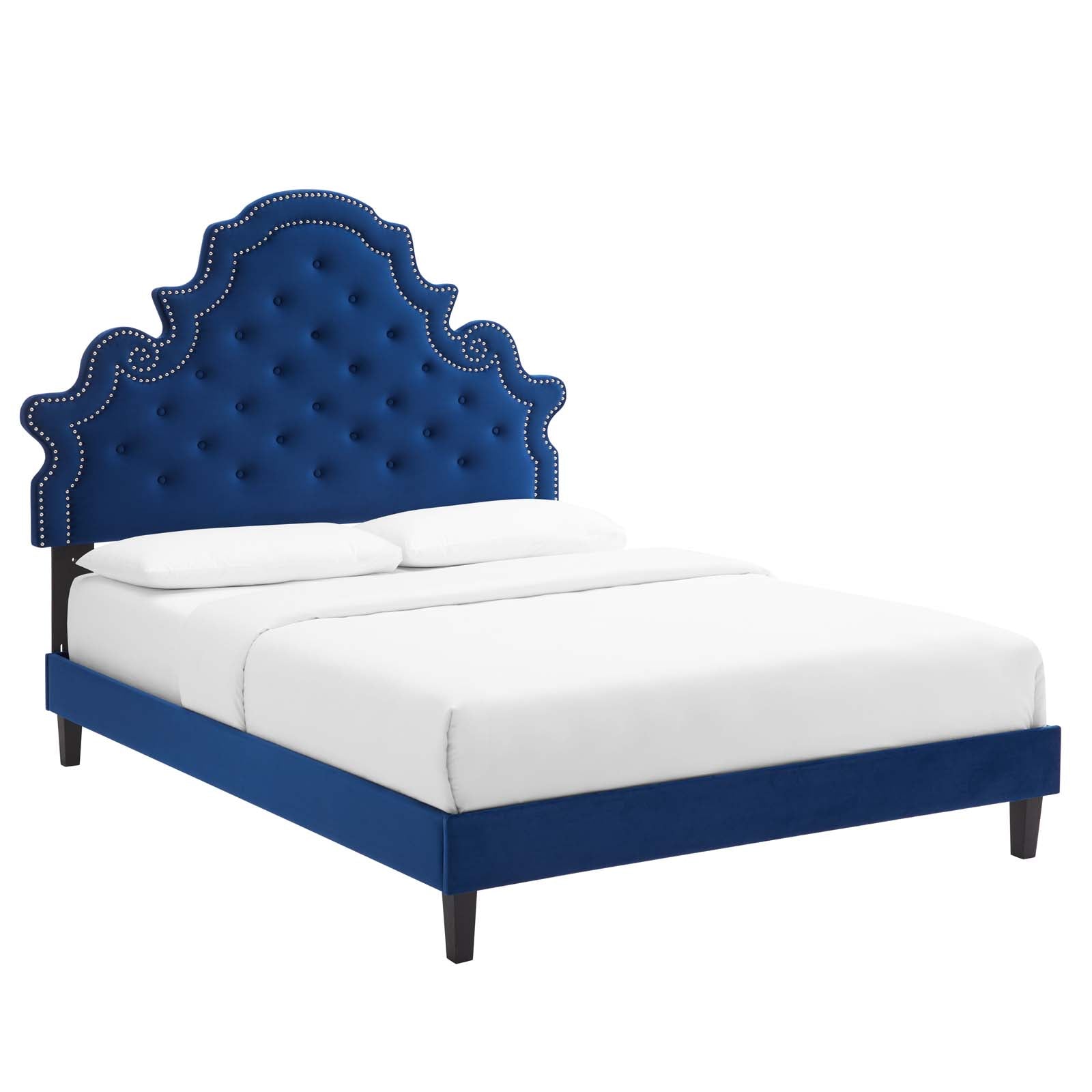Modway Gwyneth Tufted Performance Velvet Queen Platform Bed | Beds | Modishstore-34