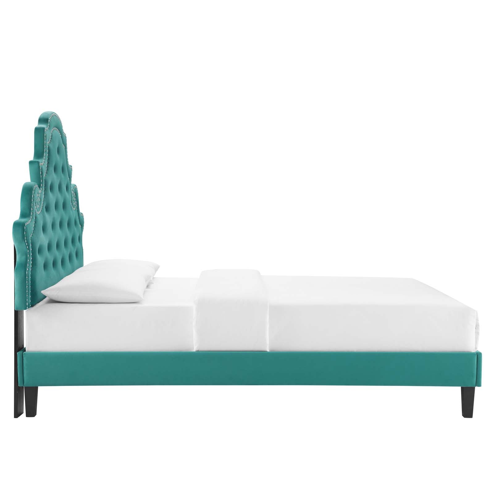 Modway Gwyneth Tufted Performance Velvet Queen Platform Bed | Beds | Modishstore-54