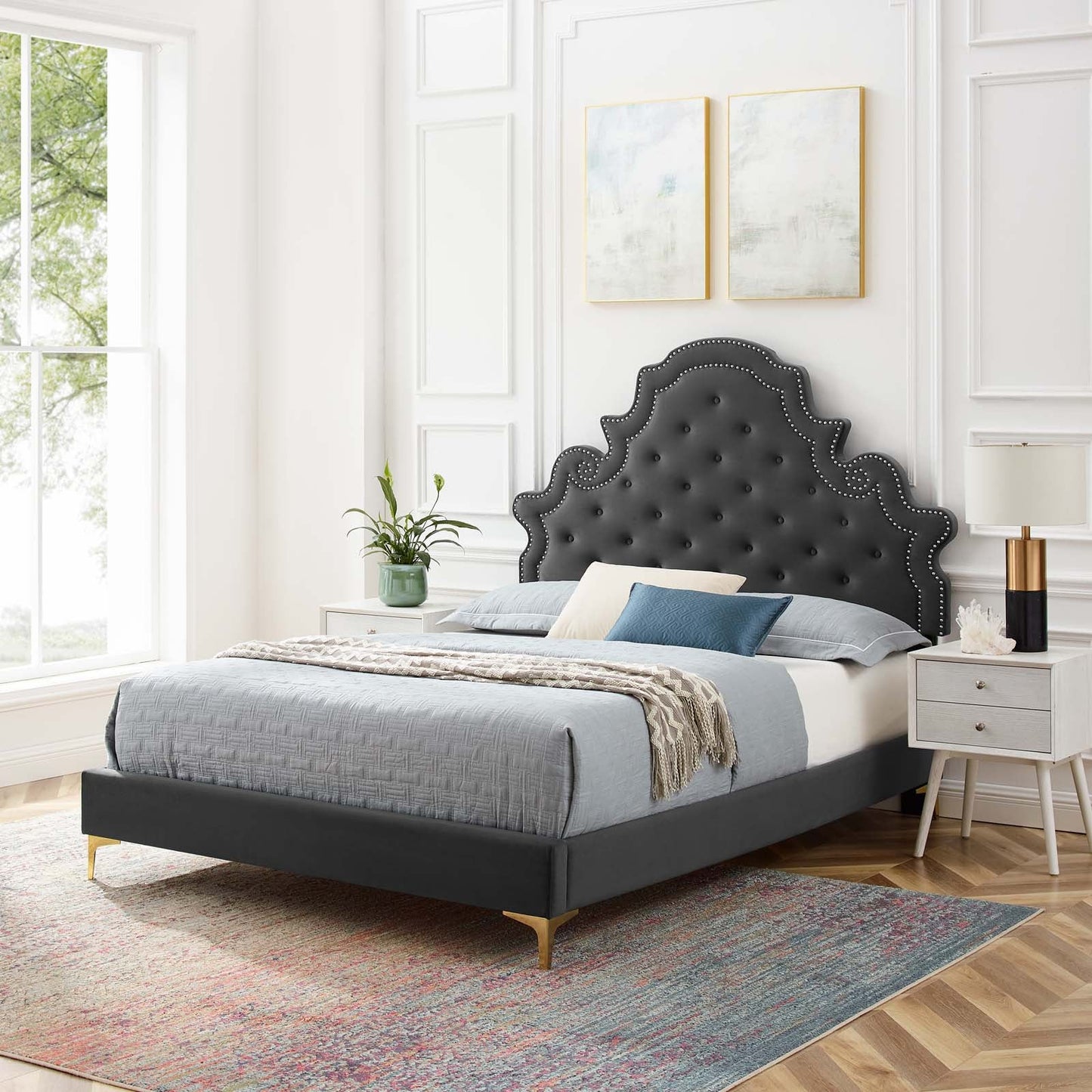 Modway Gwyneth Tufted Performance Velvet Twin Platform Bed | Beds | Modishstore