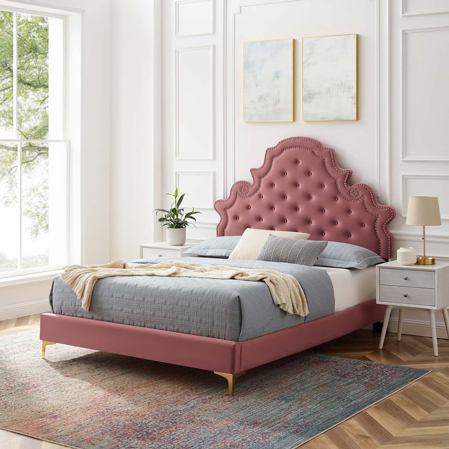 Modway Gwyneth Tufted Performance Velvet Twin Platform Bed | Beds | Modishstore-64