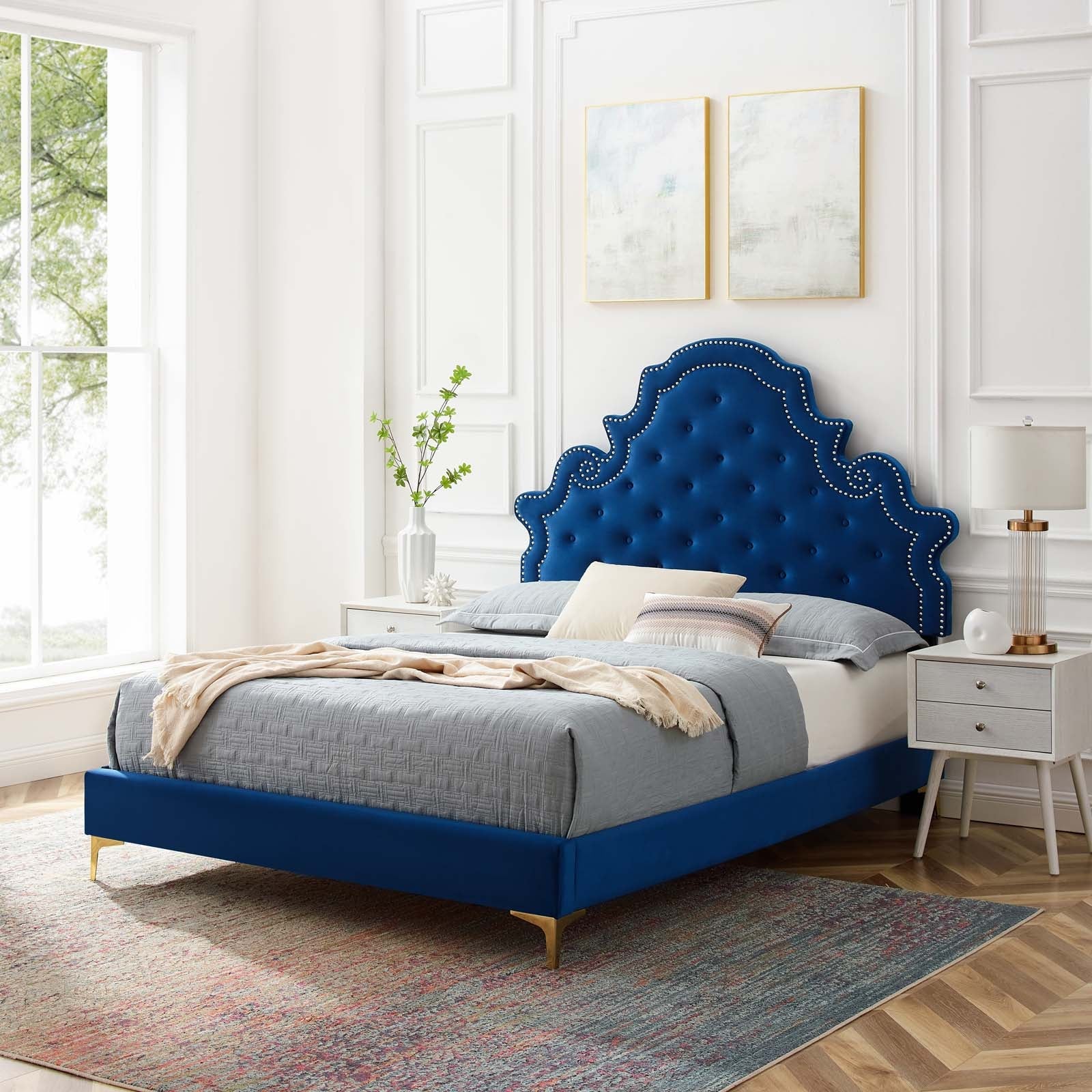 Modway Gwyneth Tufted Performance Velvet Twin Platform Bed | Beds | Modishstore-31