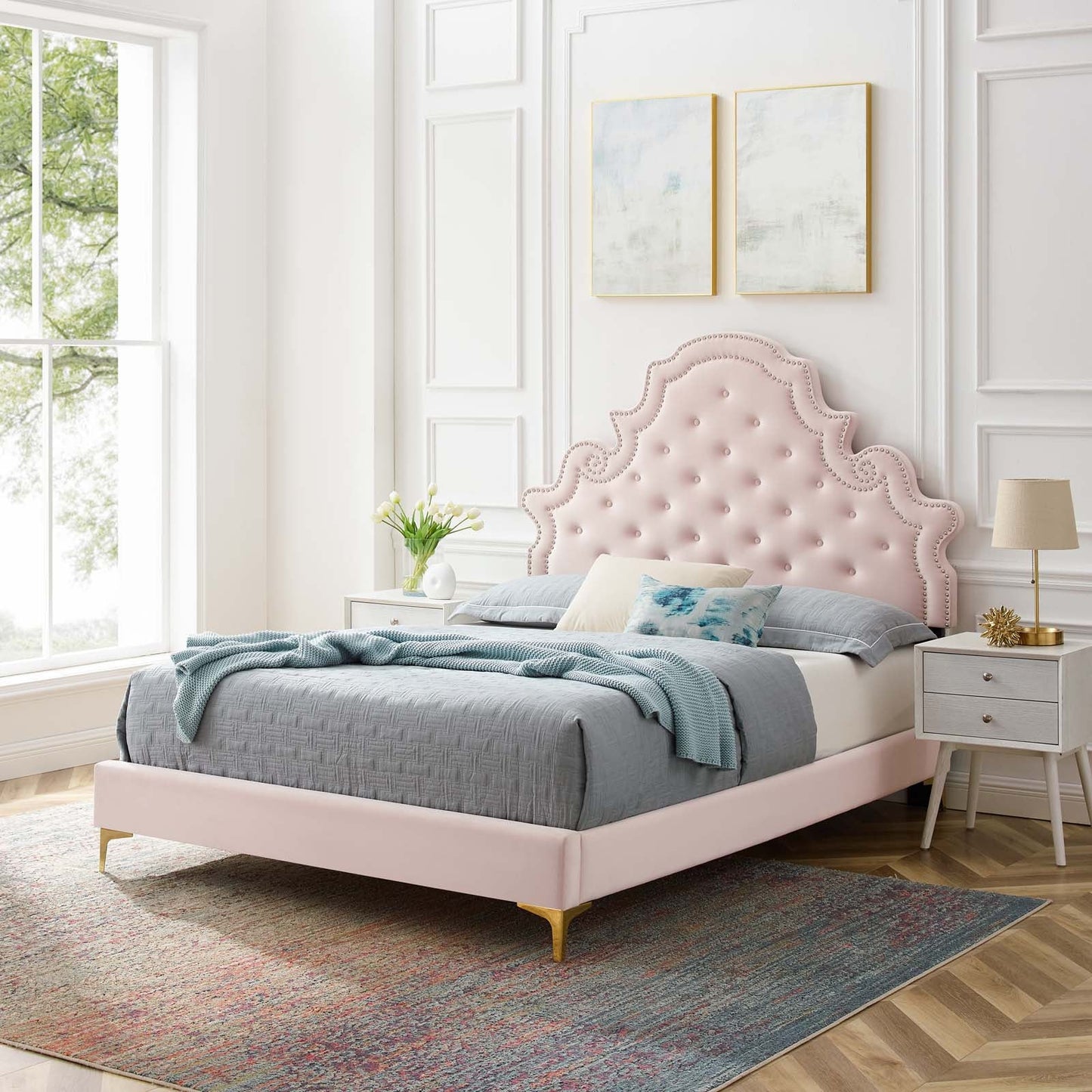 Modway Gwyneth Tufted Performance Velvet Twin Platform Bed | Beds | Modishstore-40