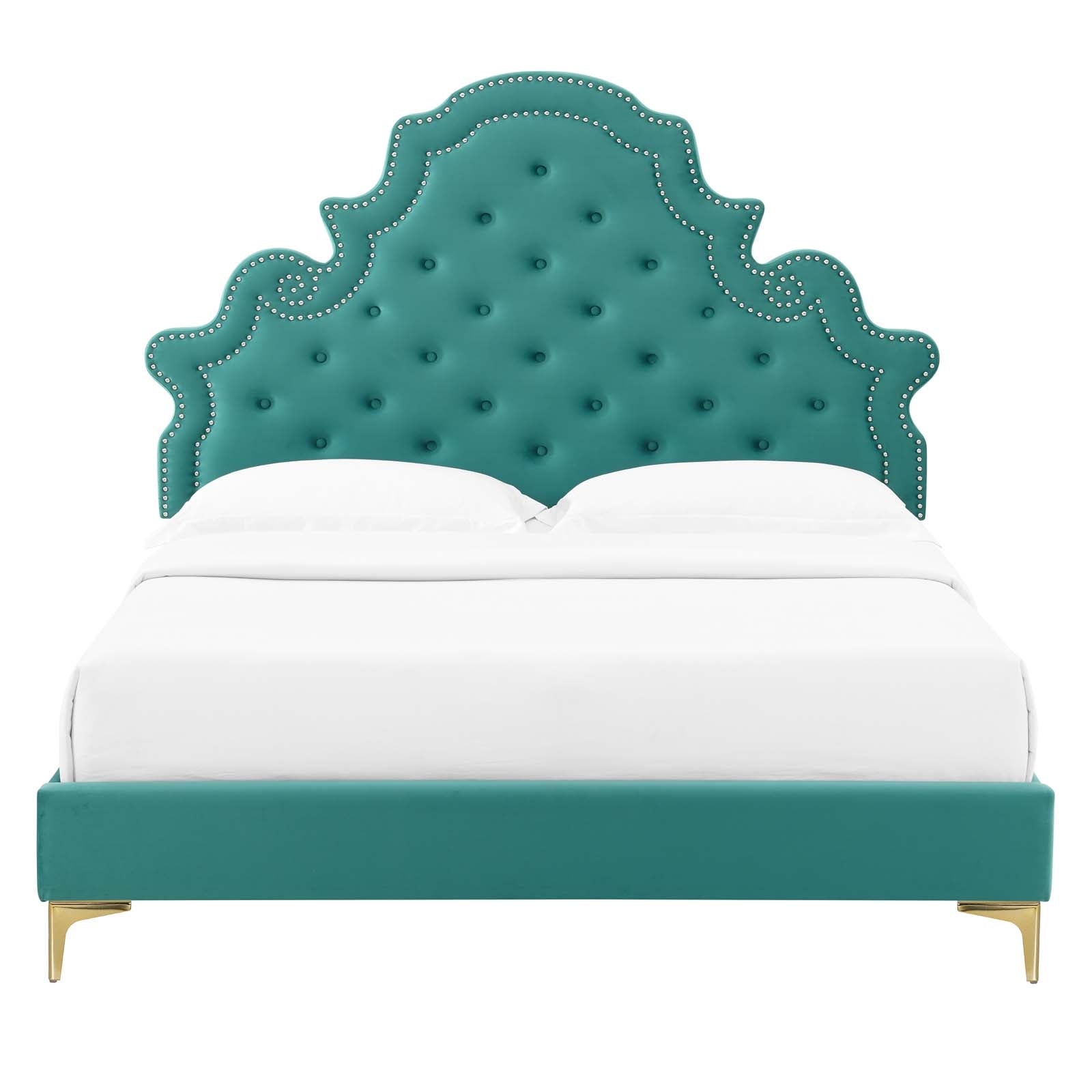 Modway Gwyneth Tufted Performance Velvet Twin Platform Bed | Beds | Modishstore-54