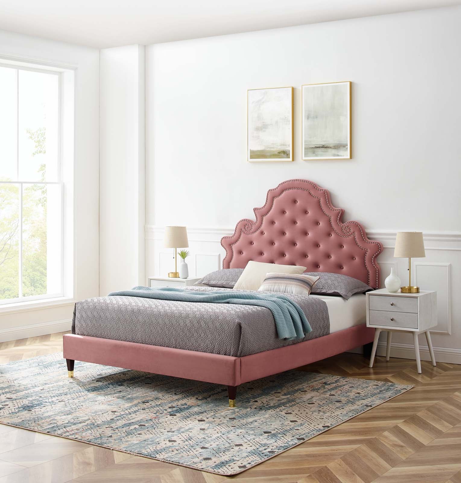 Modway Gwyneth Tufted Performance Velvet Twin Platform Bed | Beds | Modishstore-7
