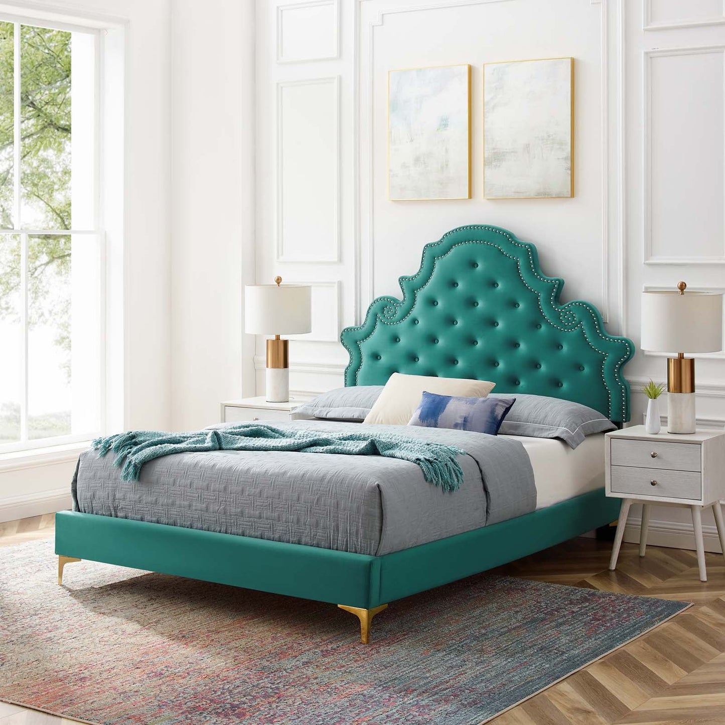 Modway Gwyneth Tufted Performance Velvet Full Platform Bed | Beds | Modishstore-43