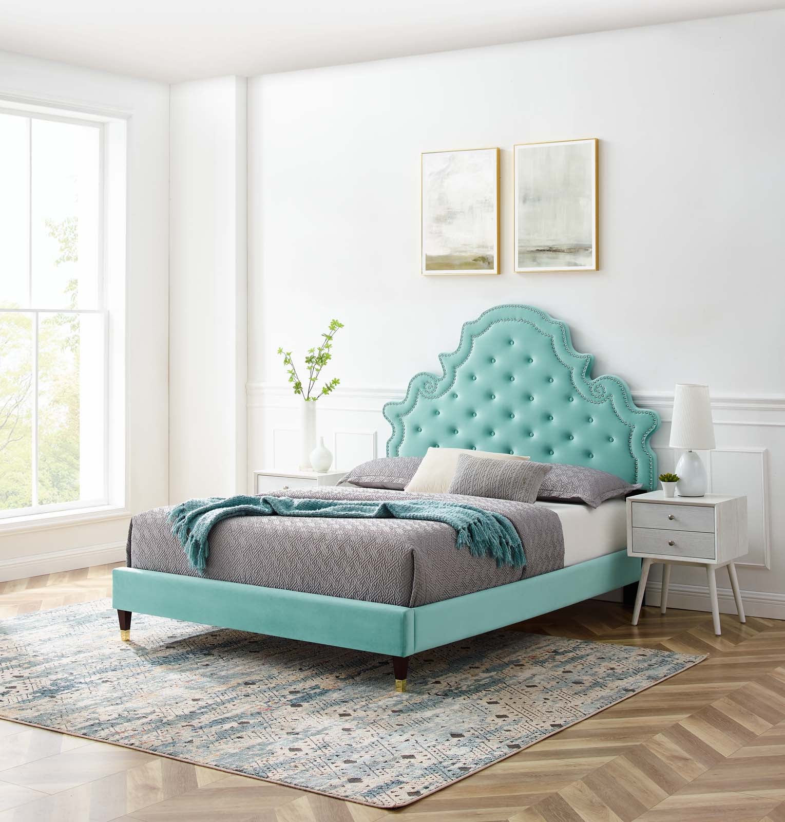 Modway Gwyneth Tufted Performance Velvet Full Platform Bed | Beds | Modishstore-63