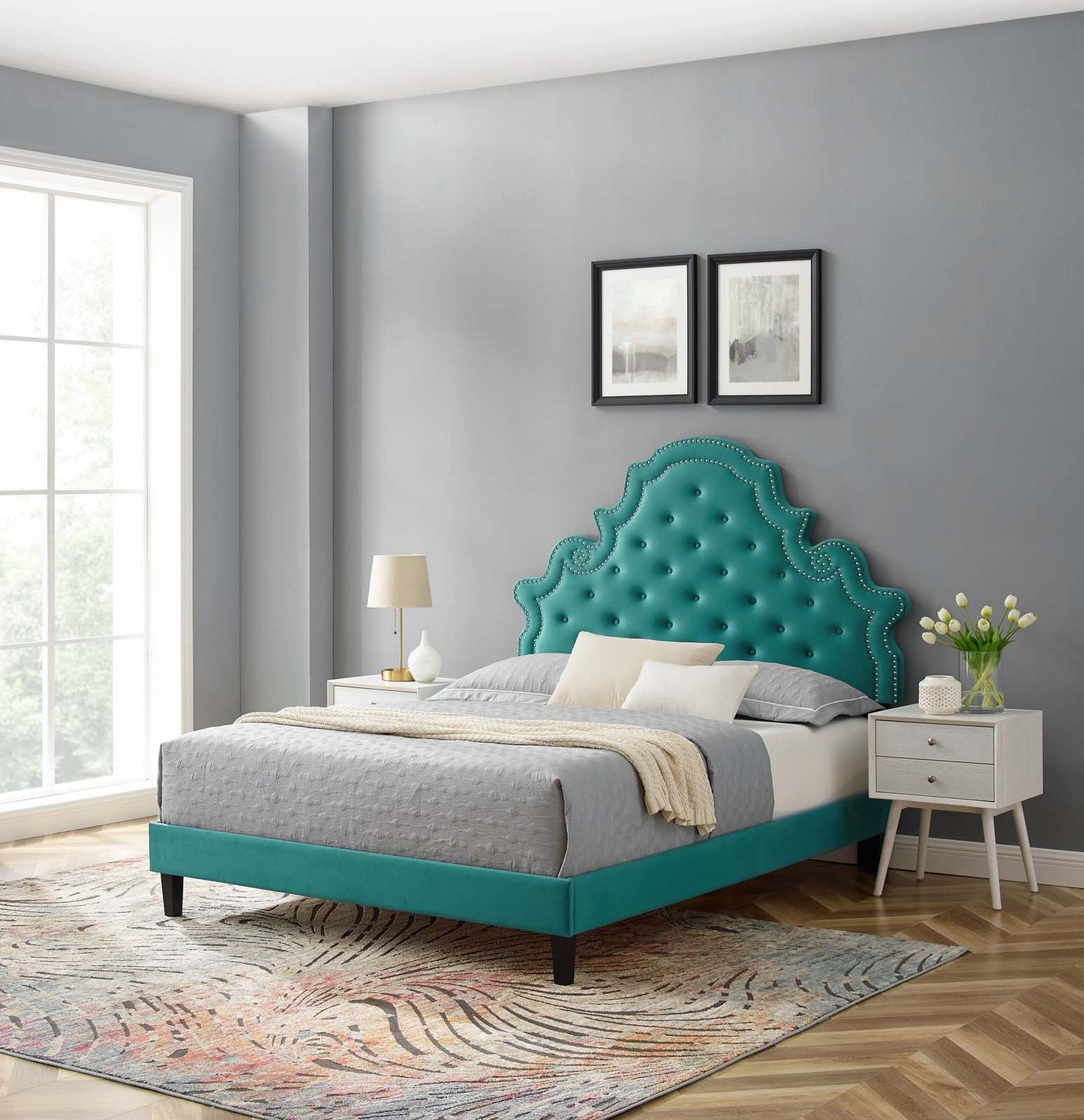 Modway Gwyneth Tufted Performance Velvet Full Platform Bed | Beds | Modishstore-61