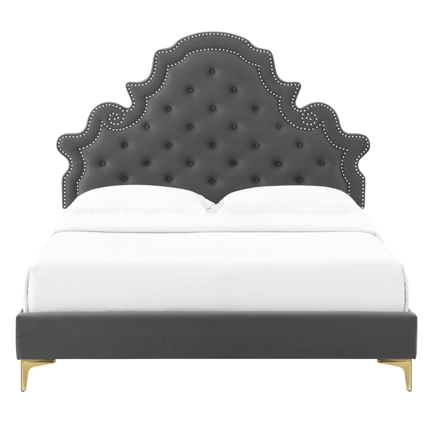 Modway Gwyneth Tufted Performance Velvet King Platform Bed | Beds | Modishstore-7
