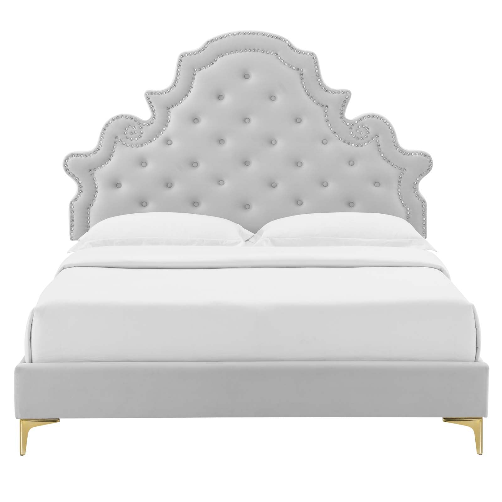 Modway Gwyneth Tufted Performance Velvet King Platform Bed | Beds | Modishstore-21