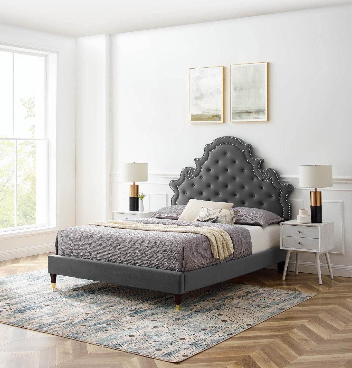 Modway Gwyneth Tufted Performance Velvet King Platform Bed | Beds | Modishstore