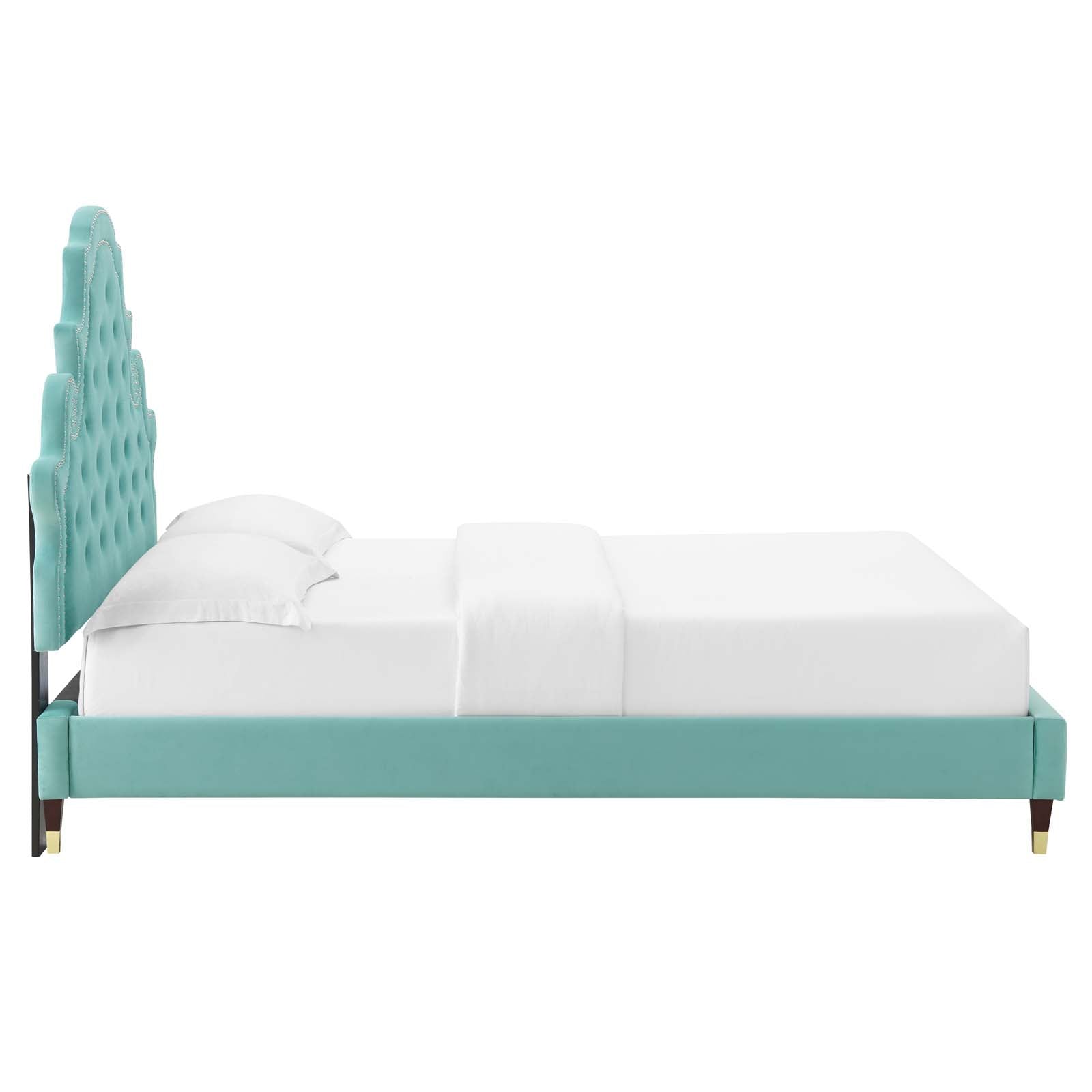 Modway Gwyneth Tufted Performance Velvet King Platform Bed | Beds | Modishstore-27