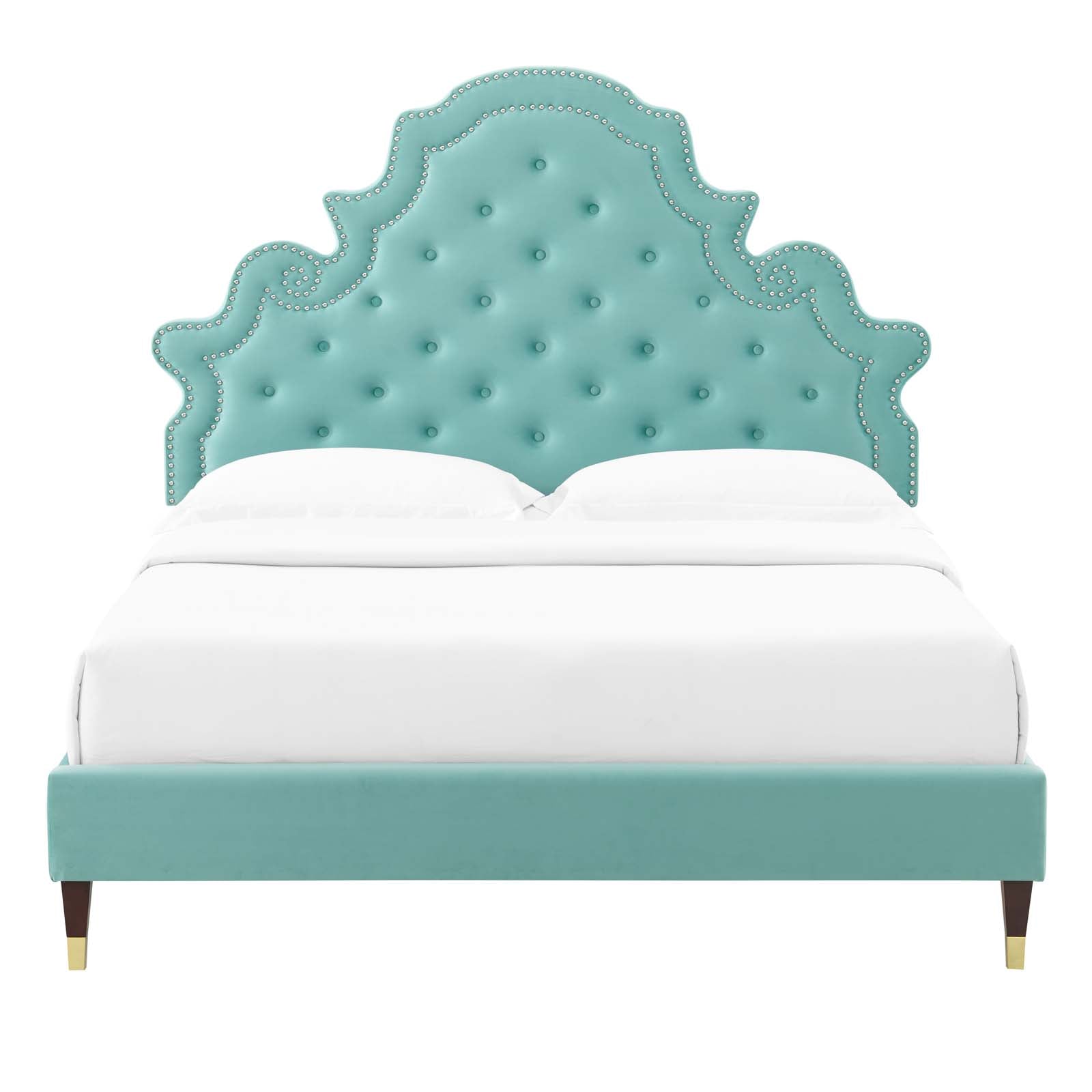 Modway Gwyneth Tufted Performance Velvet King Platform Bed | Beds | Modishstore-28