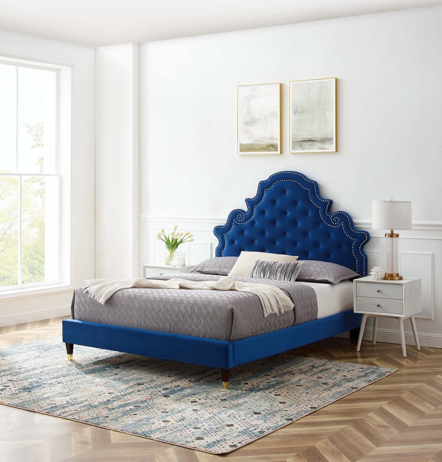 Modway Gwyneth Tufted Performance Velvet King Platform Bed | Beds | Modishstore-64