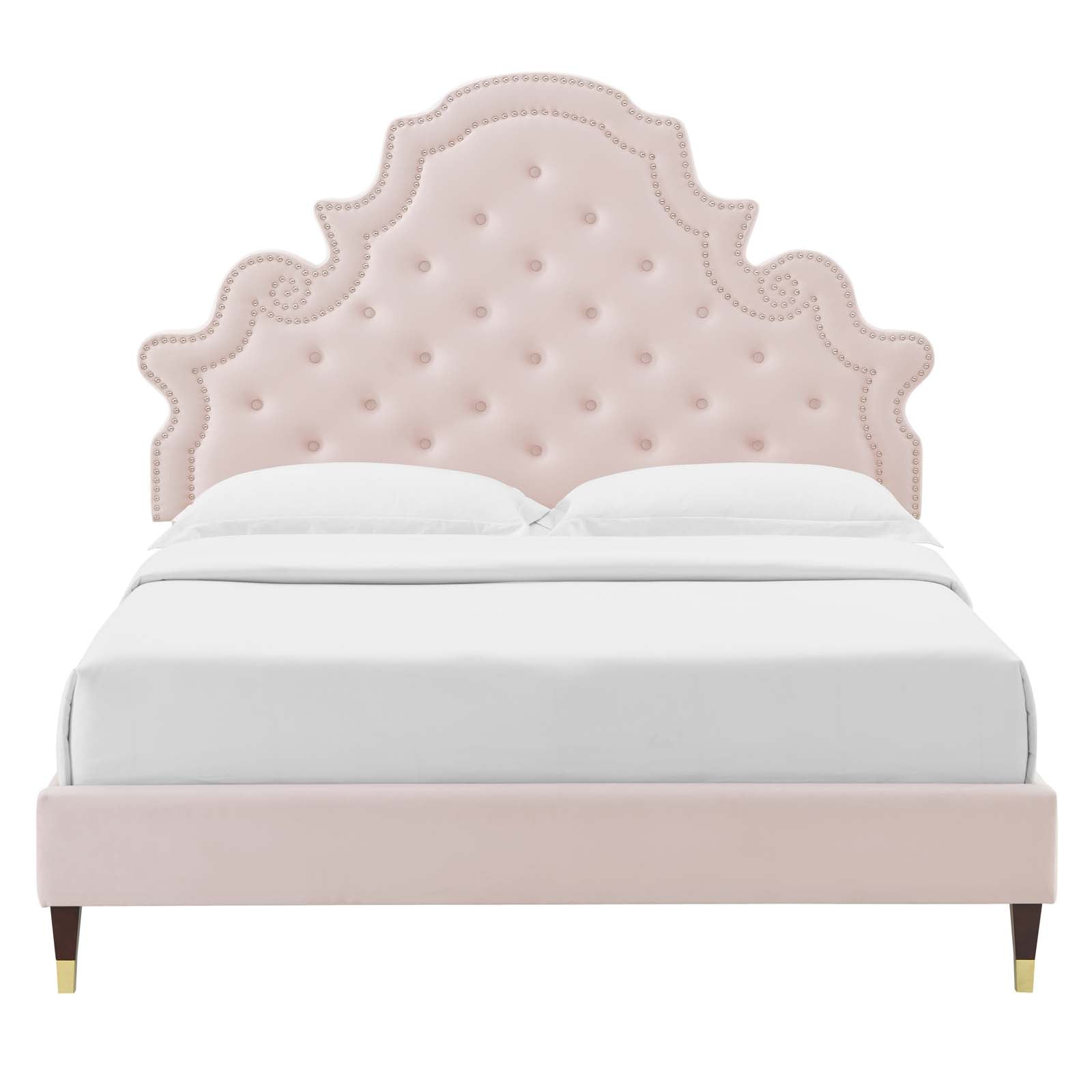 Modway Gwyneth Tufted Performance Velvet King Platform Bed | Beds | Modishstore-42