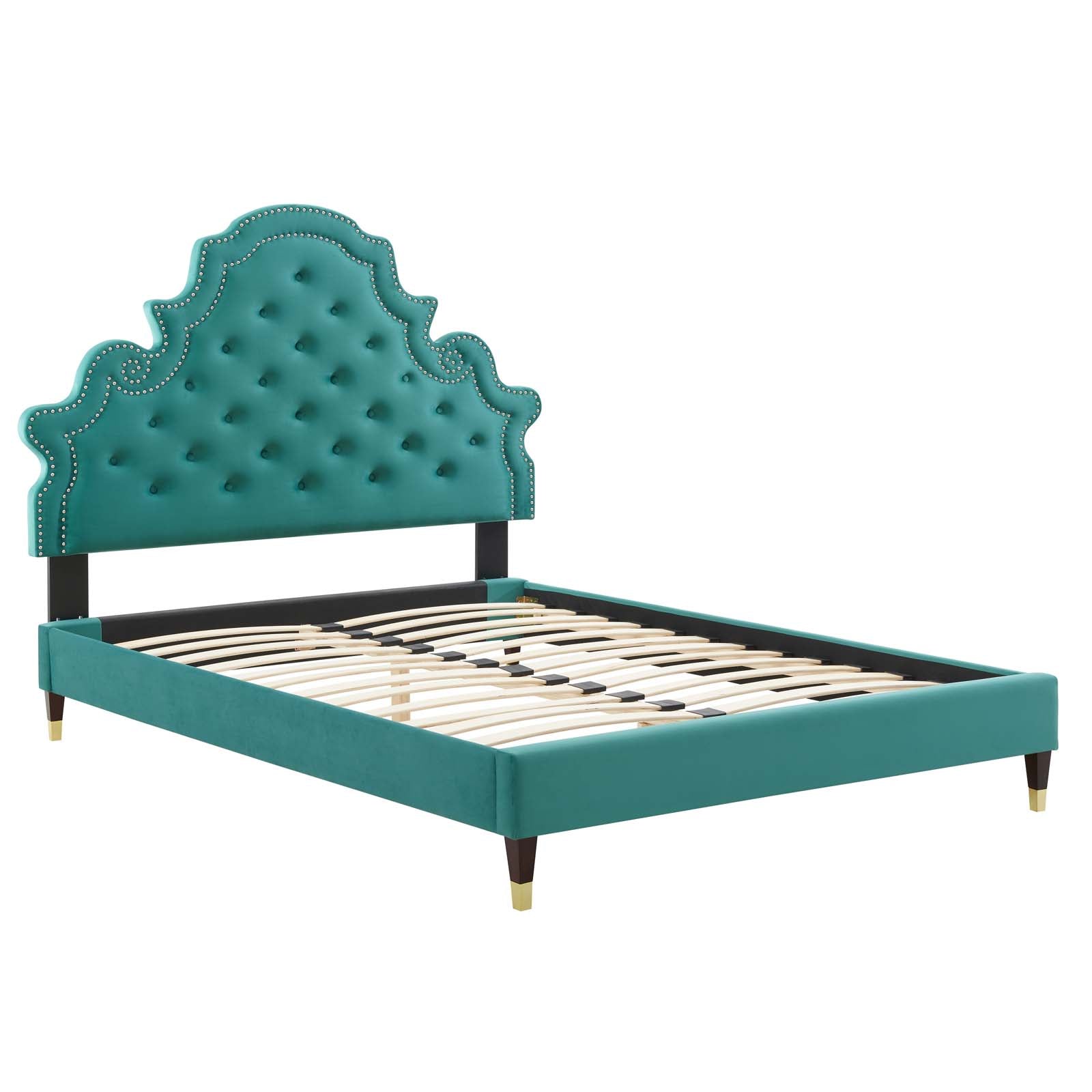 Modway Gwyneth Tufted Performance Velvet King Platform Bed | Beds | Modishstore-45