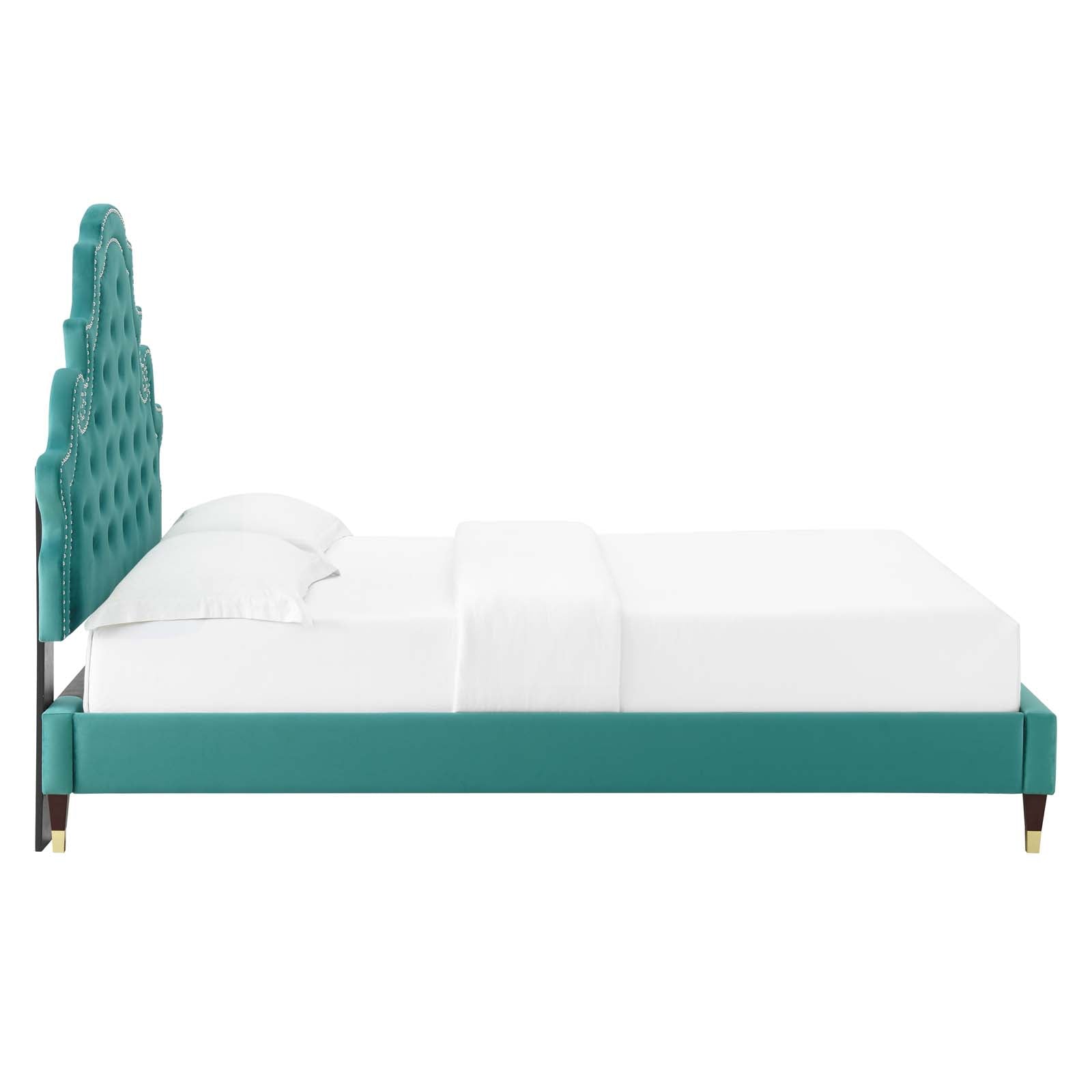 Modway Gwyneth Tufted Performance Velvet King Platform Bed | Beds | Modishstore-48