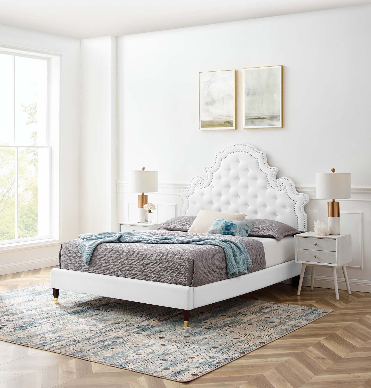 Modway Gwyneth Tufted Performance Velvet King Platform Bed | Beds | Modishstore-60