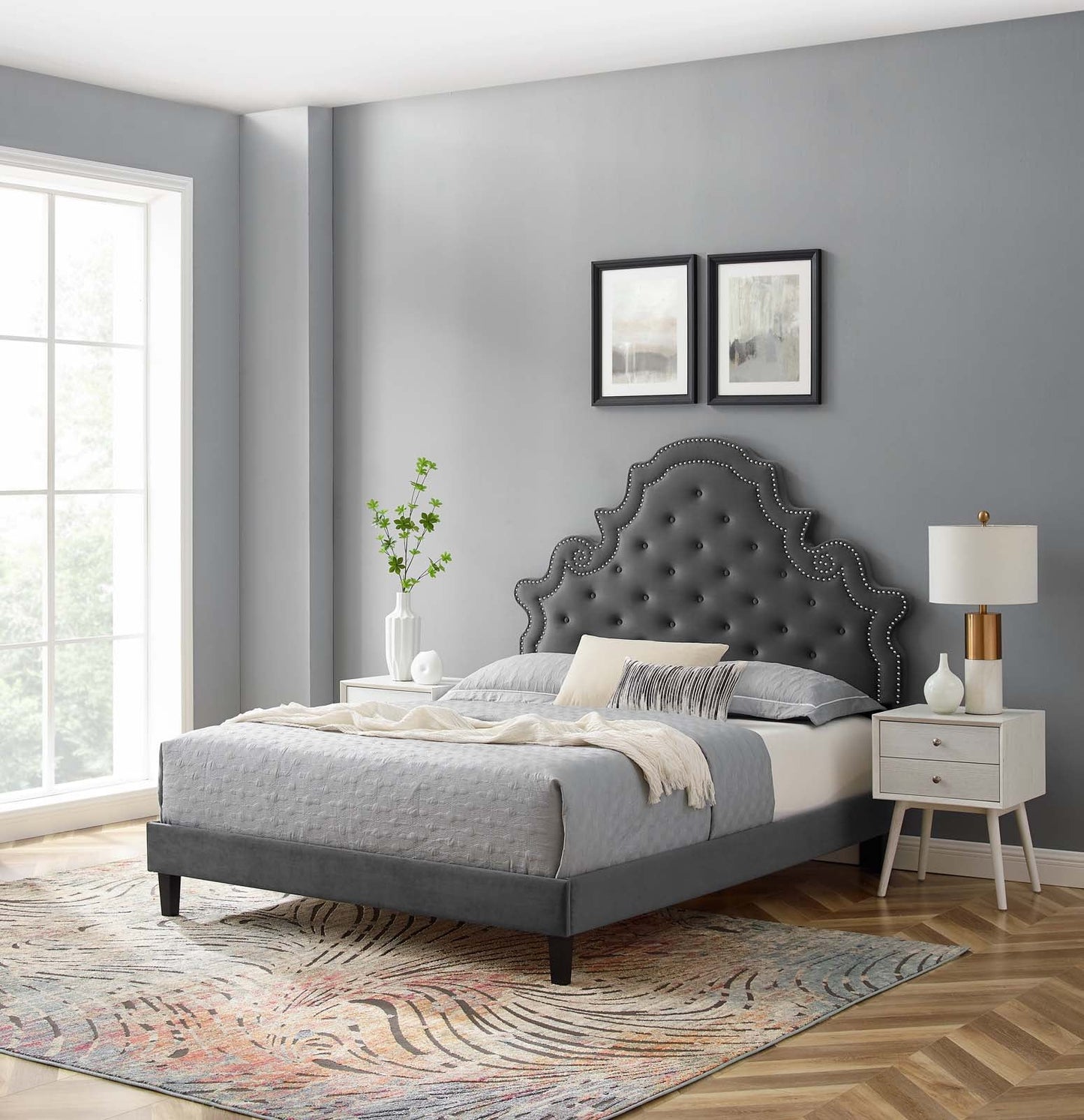 Modway Gwyneth Tufted Performance Velvet King Platform Bed | Beds | Modishstore