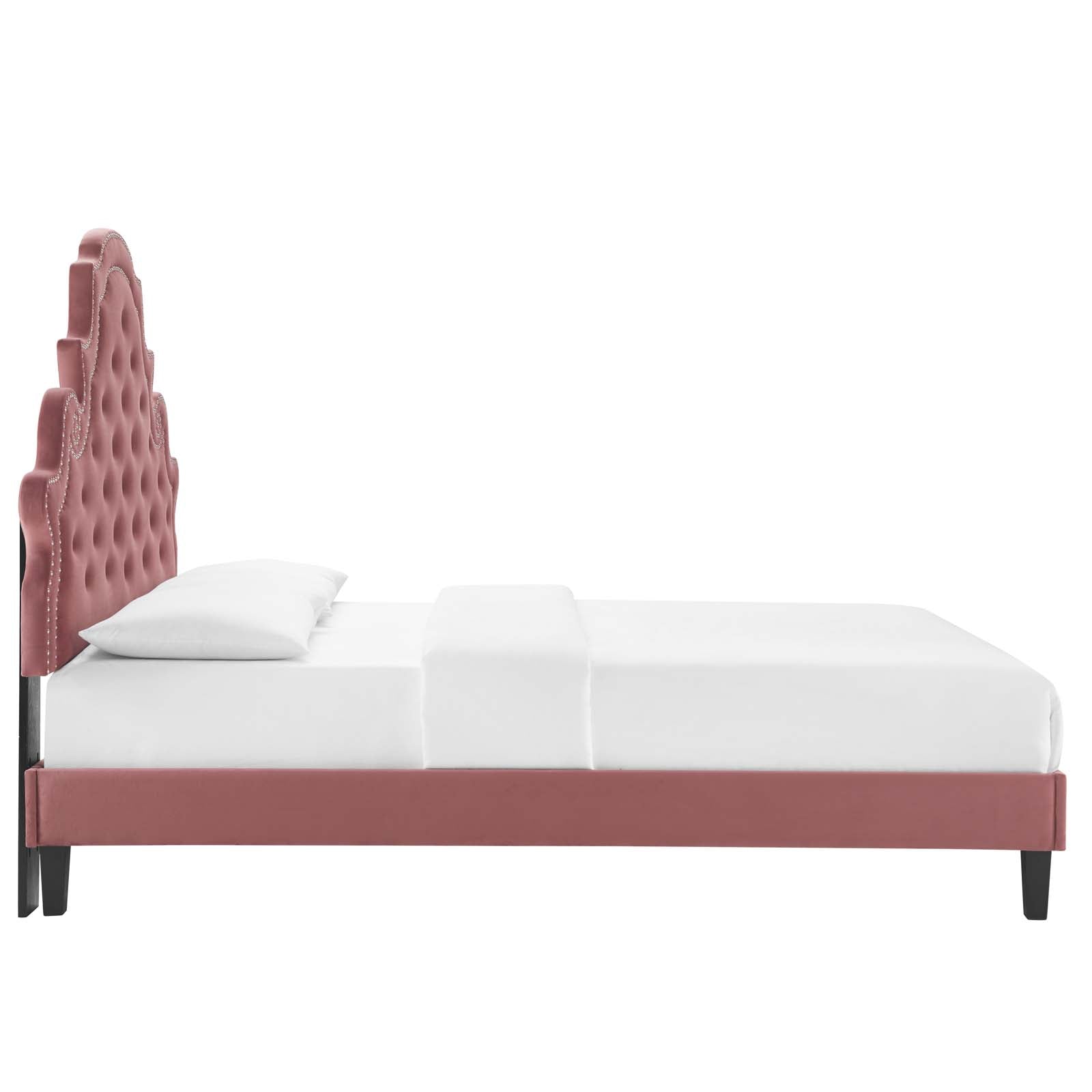 Modway Gwyneth Tufted Performance Velvet King Platform Bed | Beds | Modishstore-14