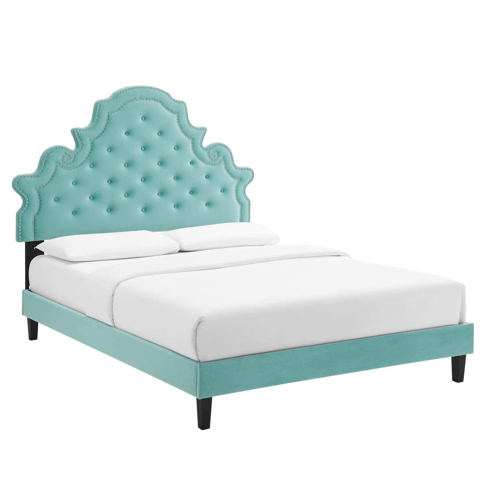 Modway Gwyneth Tufted Performance Velvet King Platform Bed | Beds | Modishstore-25