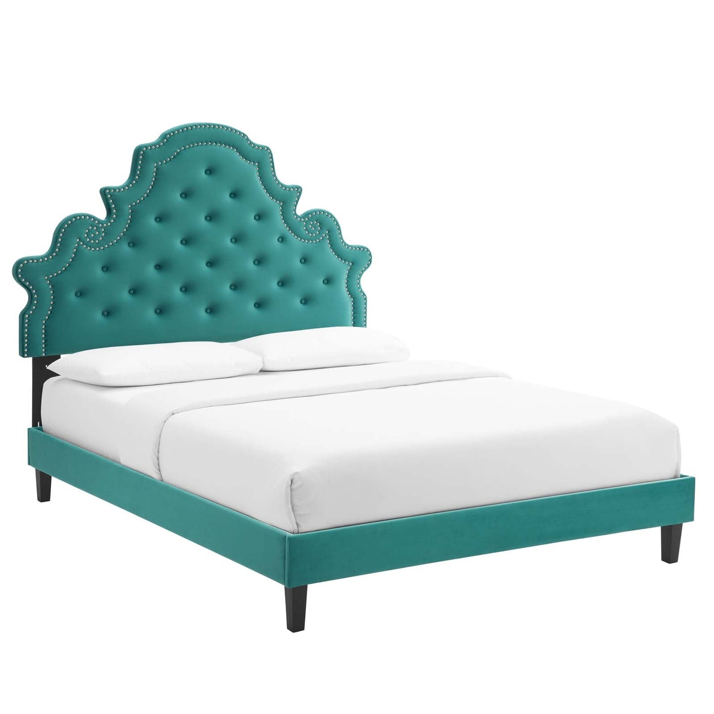 Modway Gwyneth Tufted Performance Velvet King Platform Bed | Beds | Modishstore-49