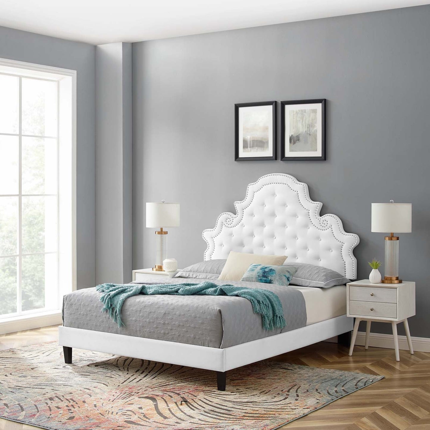 Modway Gwyneth Tufted Performance Velvet King Platform Bed | Beds | Modishstore-54